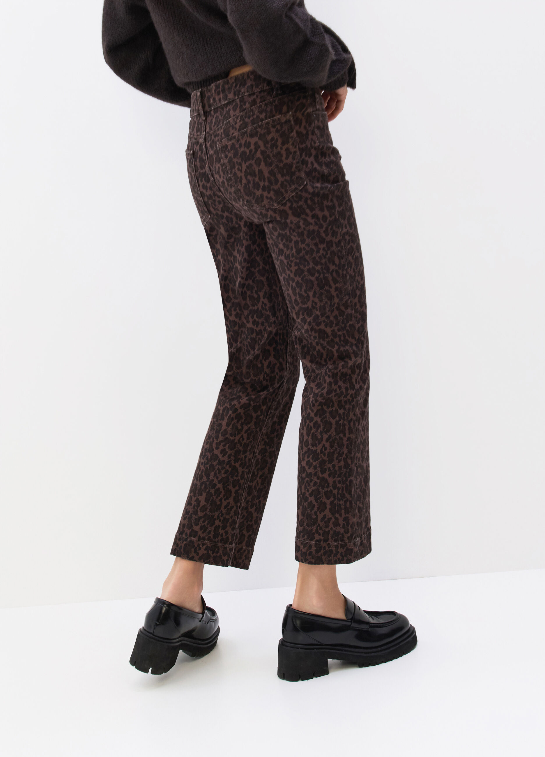 Pantaloni Flare Fit in denim di cotone stretch donna_1