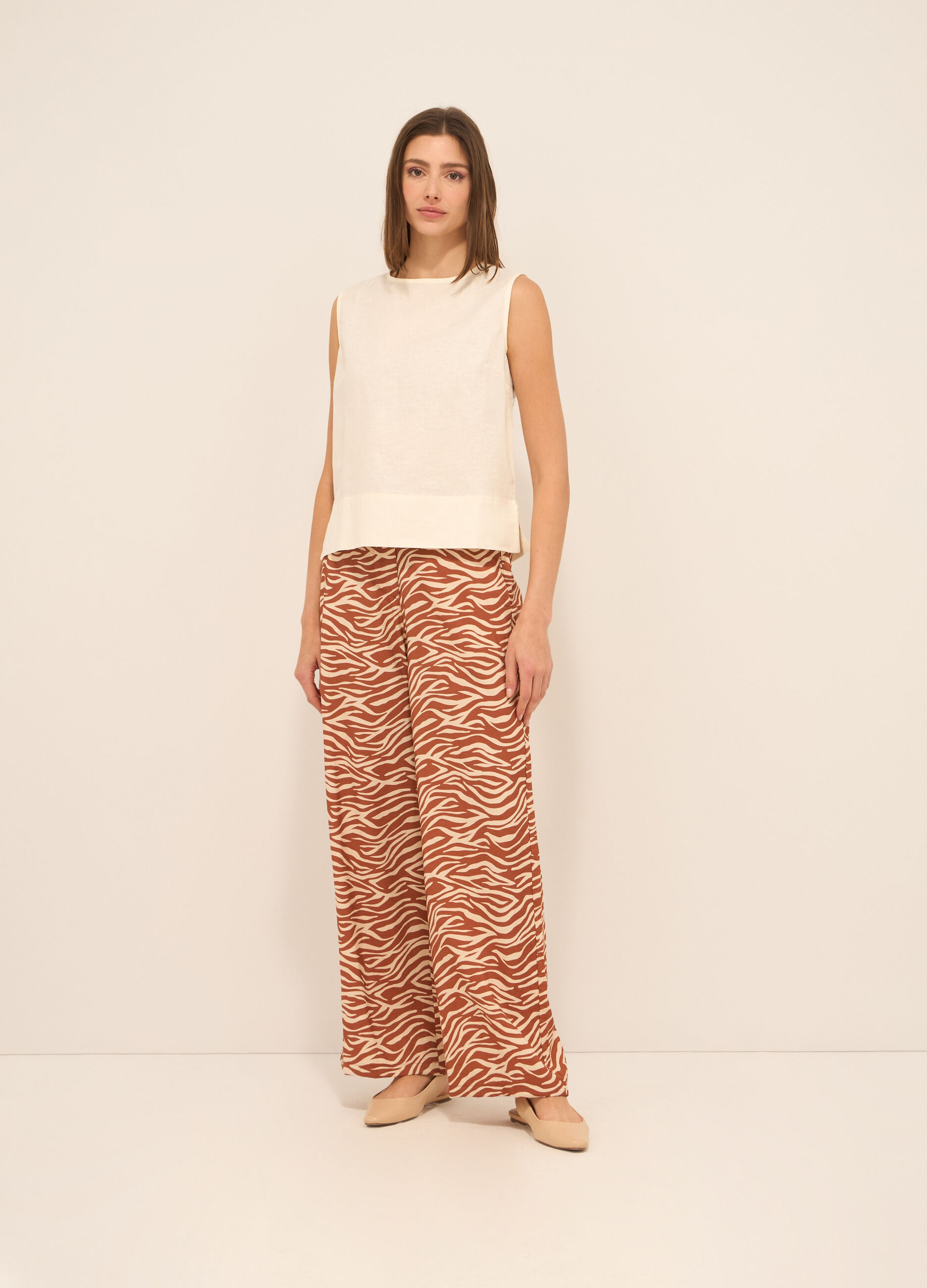 Pantaloni palazzo misto viscosa donna_0