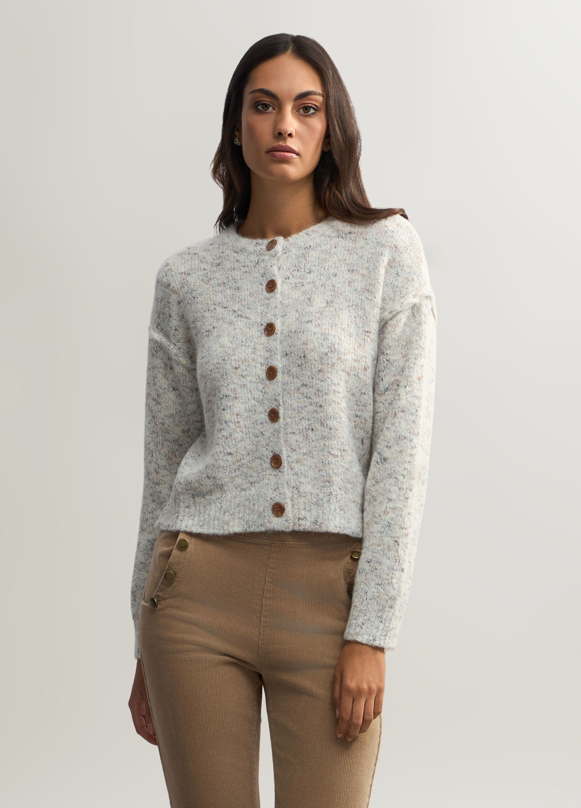 Cardigan girocollo rasato donna_0