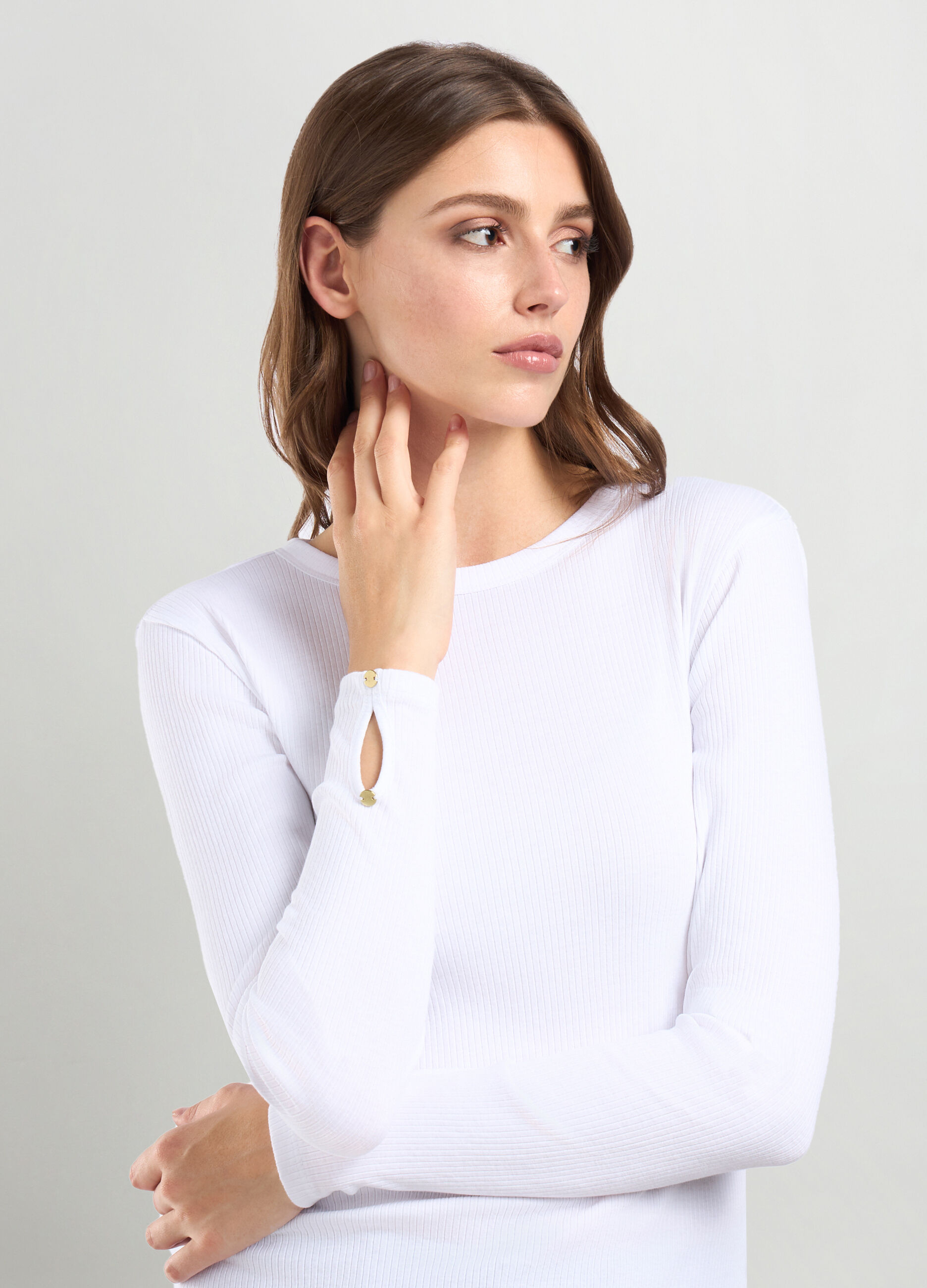 T-shirt in costina di puro cotone donna_2