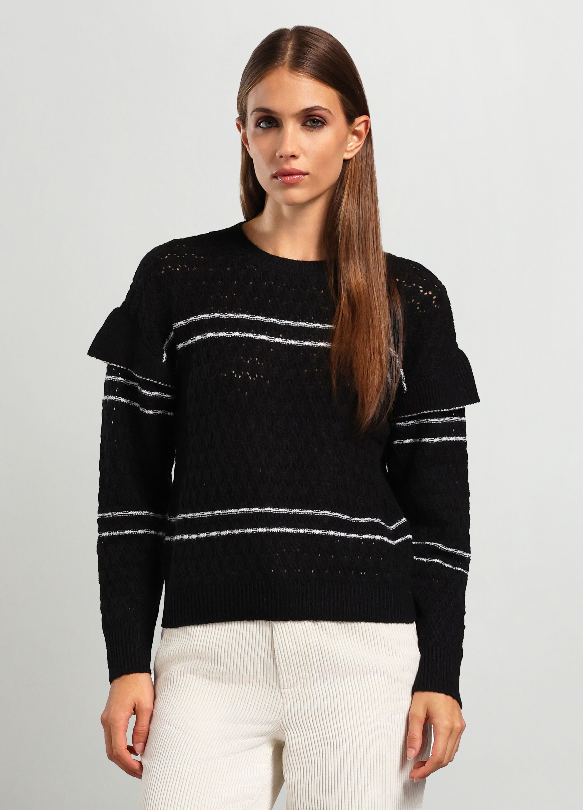 Tricot misto lana con motivo a righe donna_0