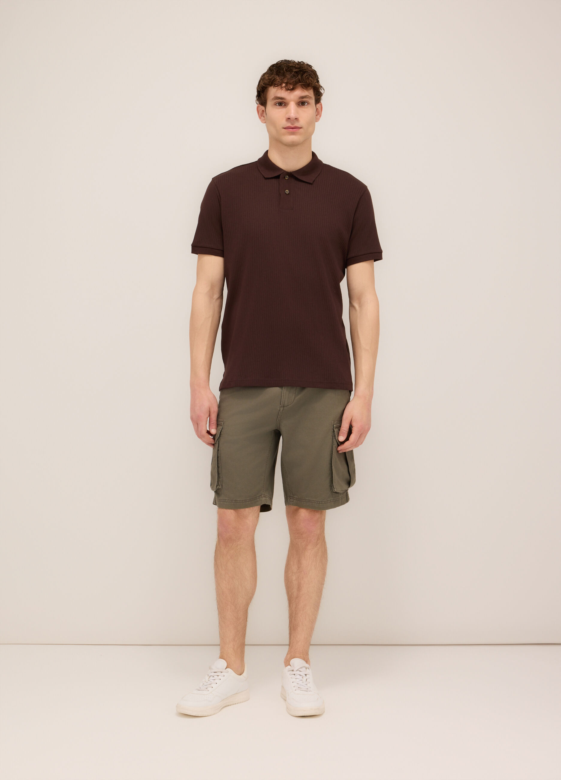 Bermuda cargo in twill di cotone uomo_0