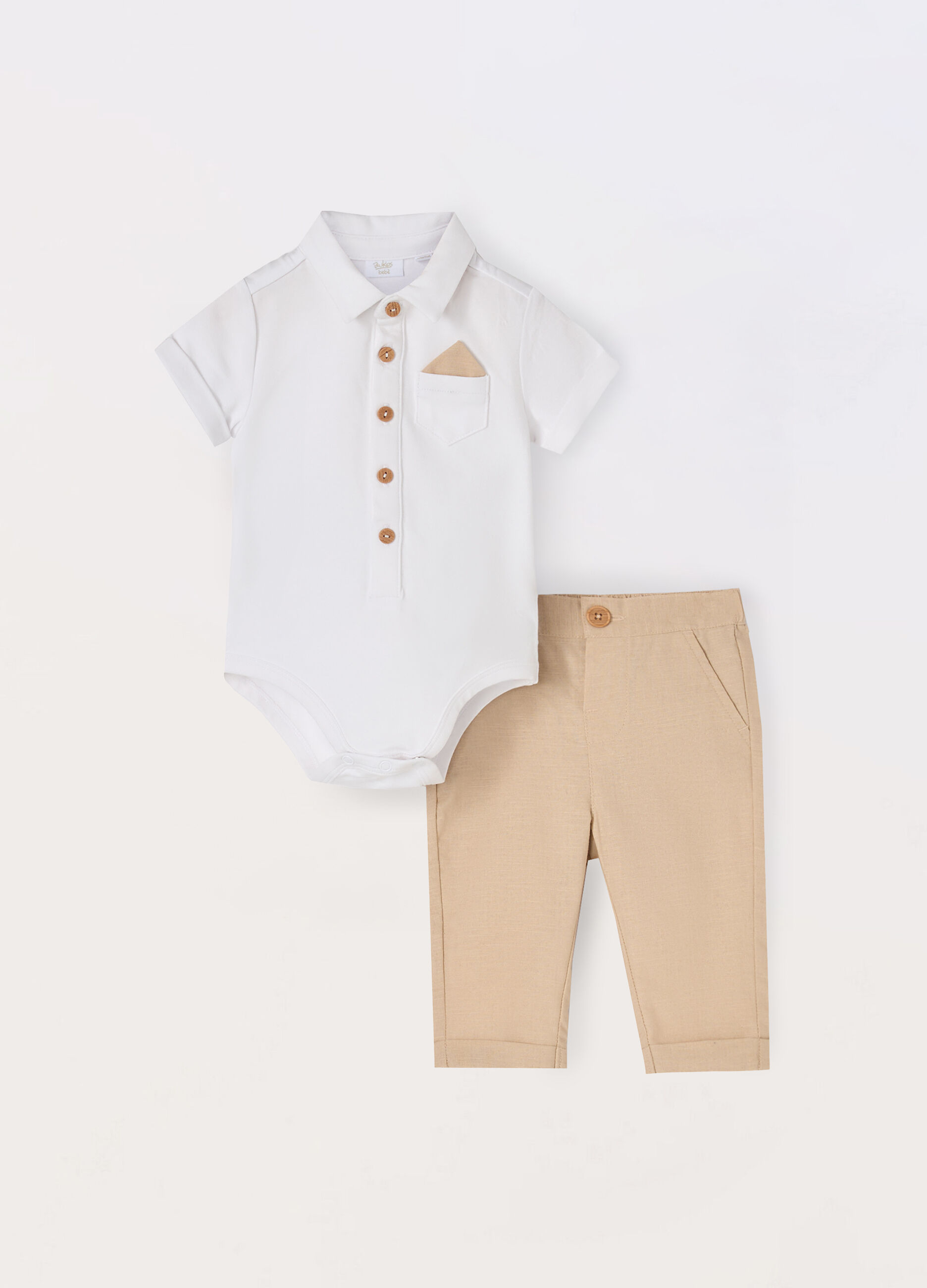Completino in jersey stretch con body e pantalone neonato_0