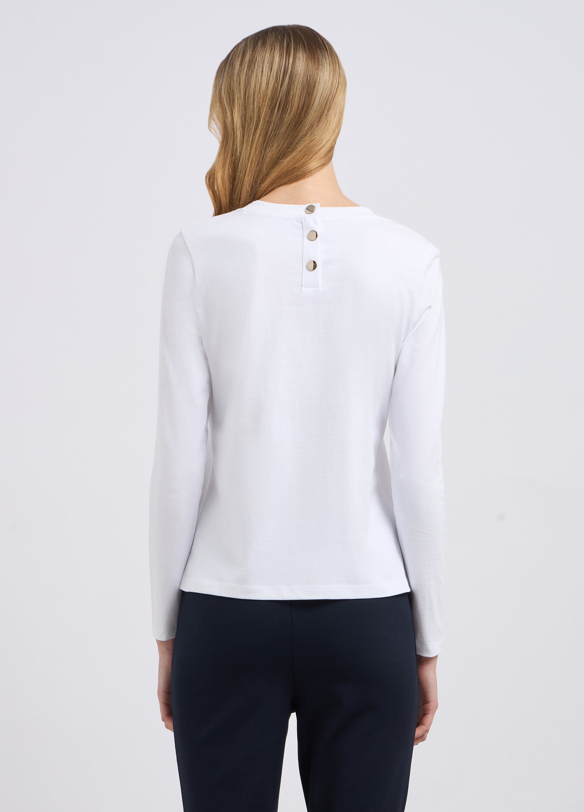 T-shirt in puro cotone a maniche lunghe donna_1