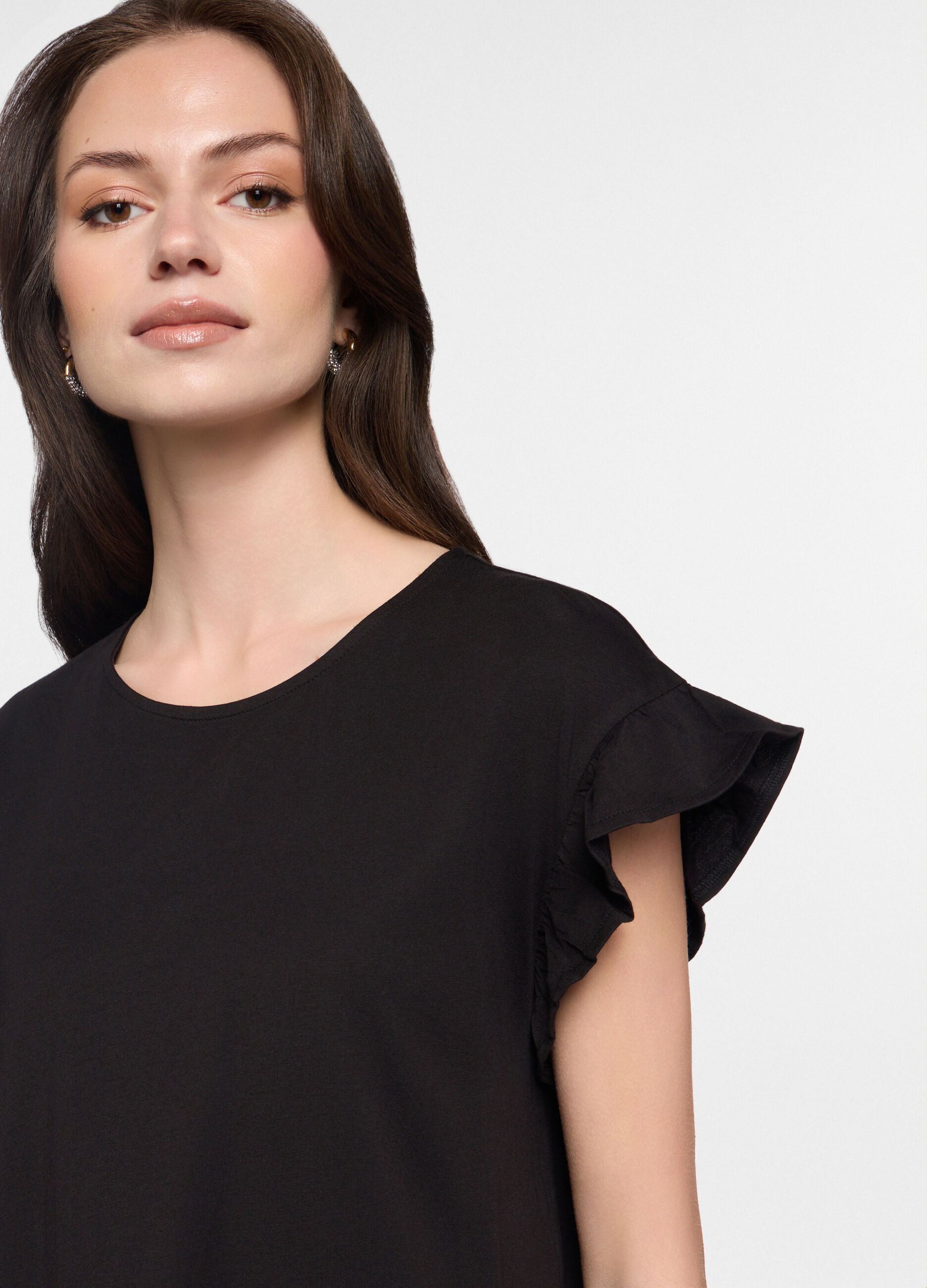 Abito corto a balze in jersey di puro cotone donna_2
