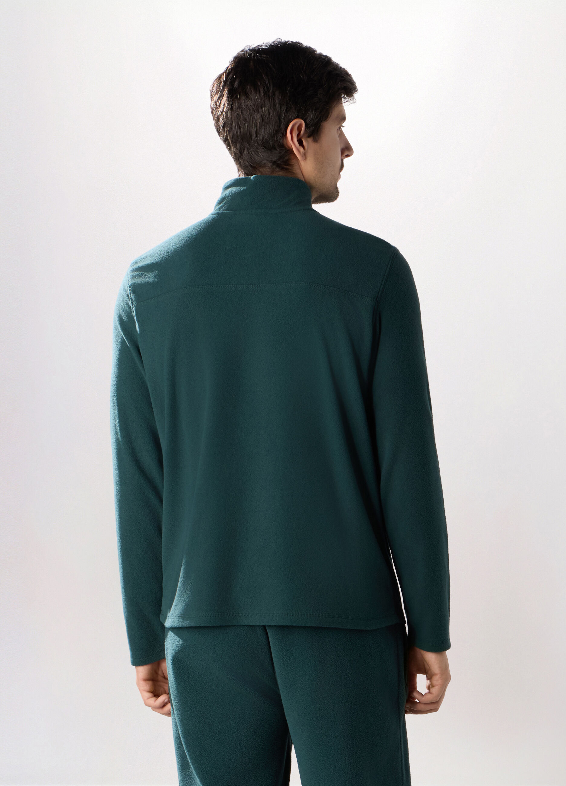 Lupetto con zip in pile uomo_1