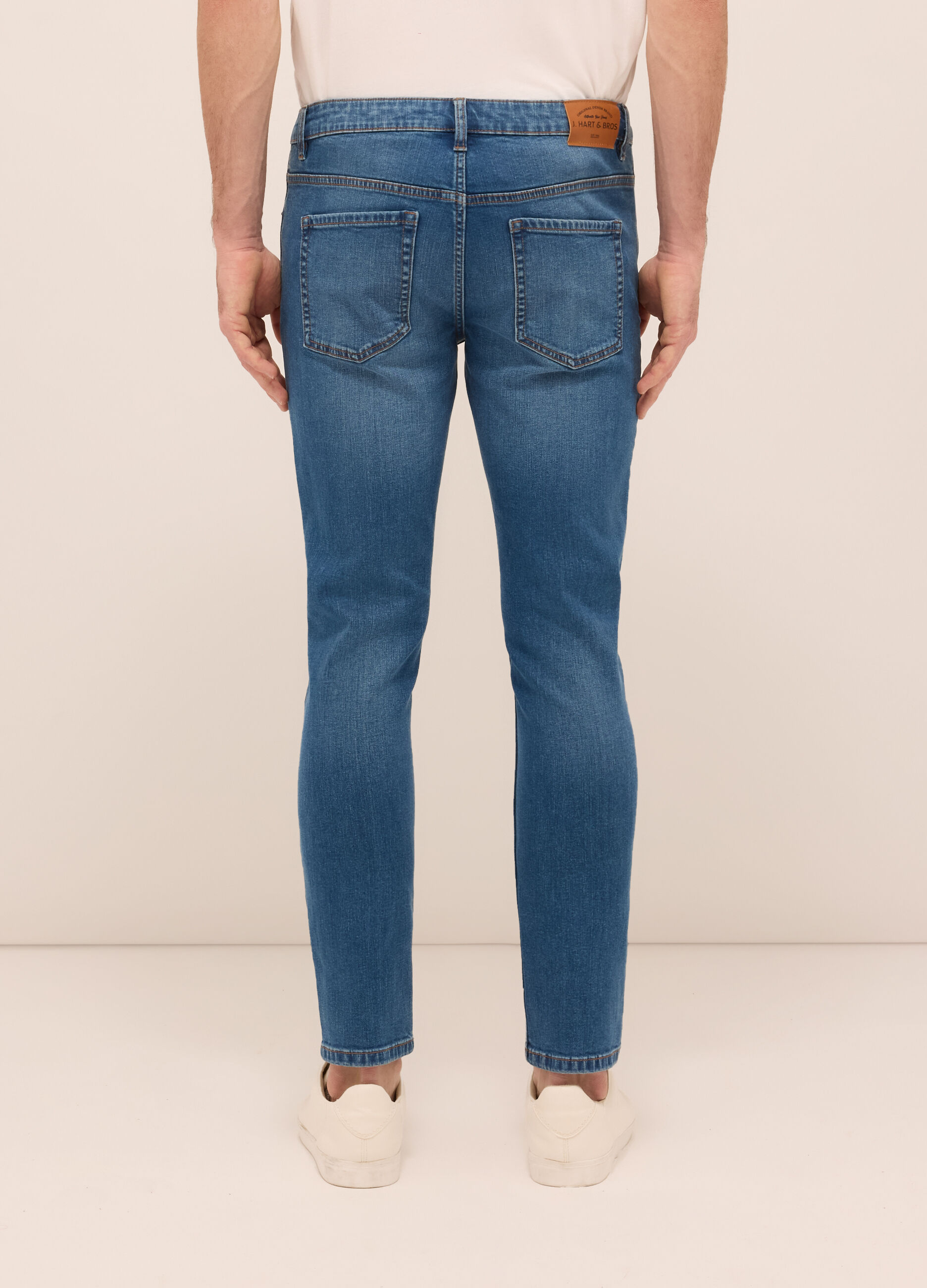 Jeans 5 tasche slim fit in denim di cotone stretch_1