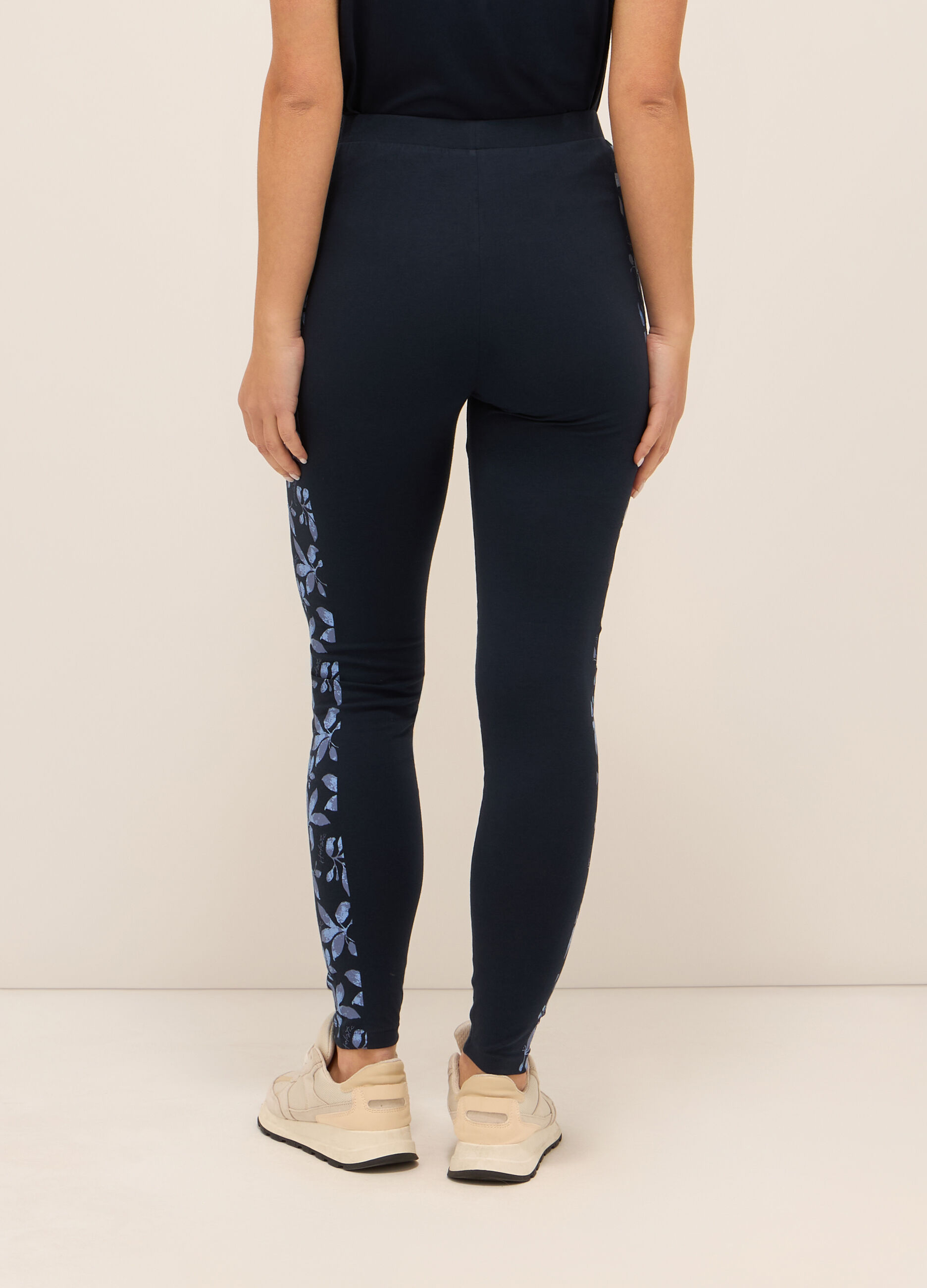 Leggings fitness in jersey di cotone stretch donna_1