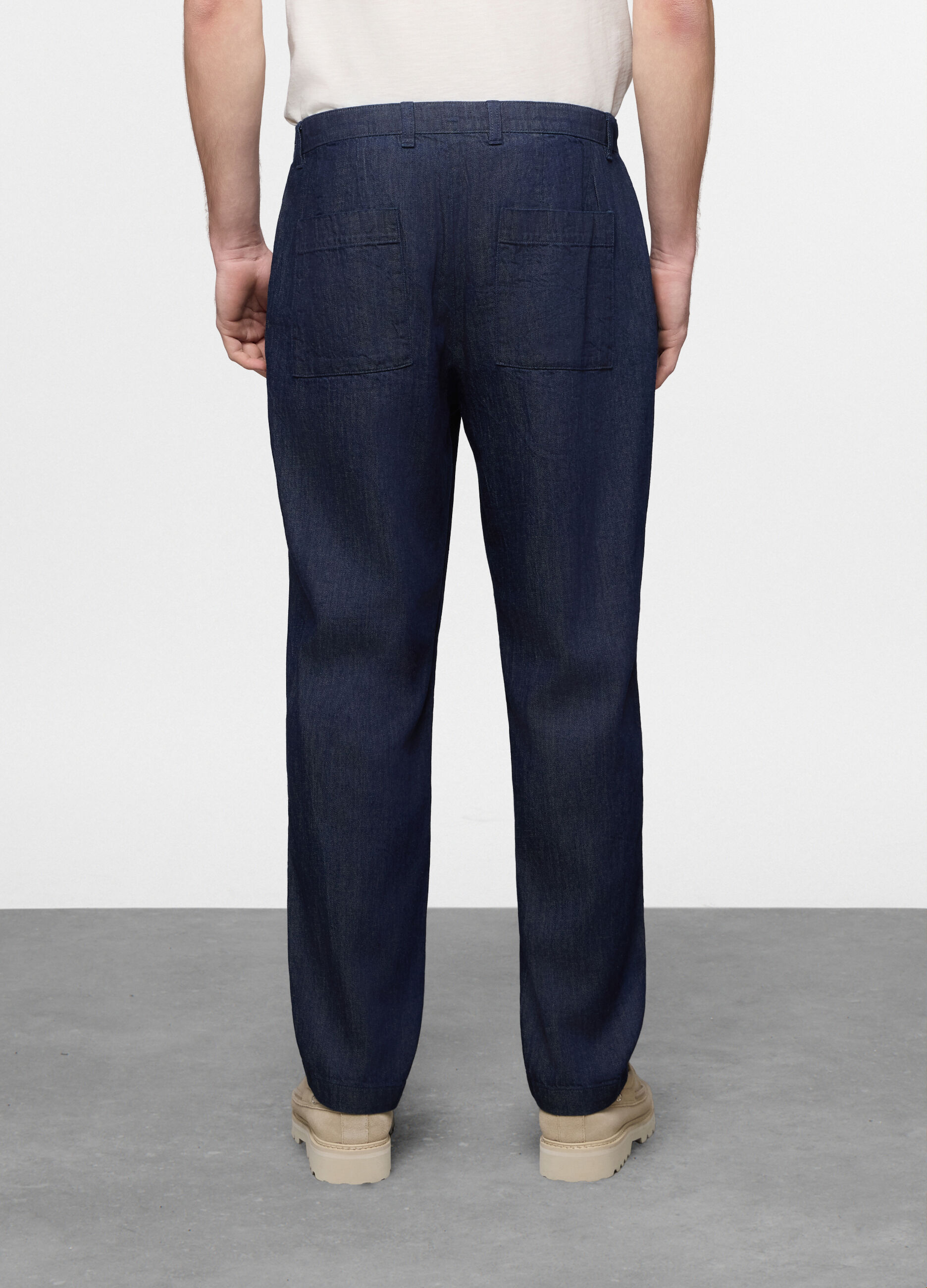Pantalone chino in misto cotone e lino uomo_1