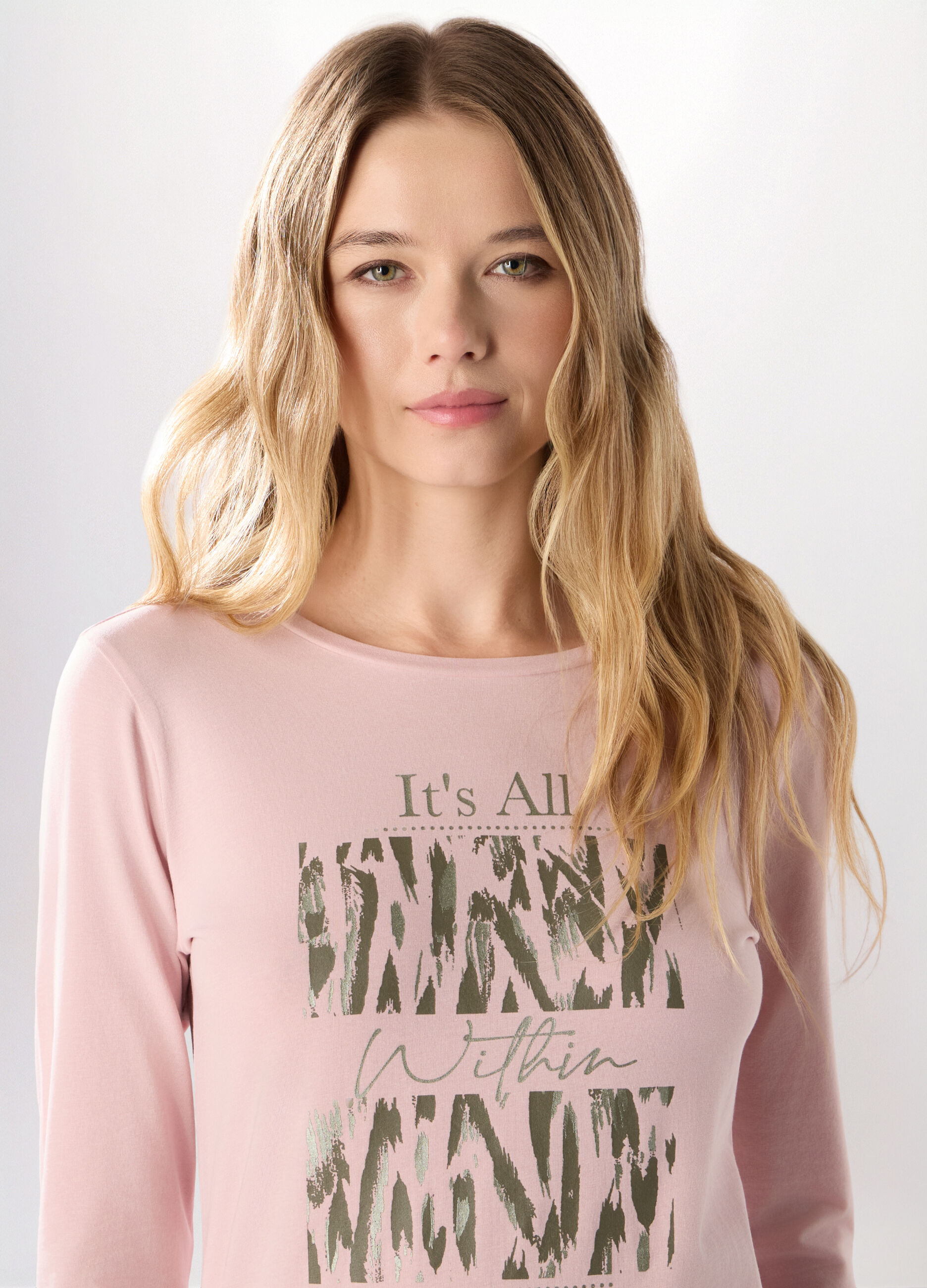 T-shirt in jersey di cotone stretch donna_2
