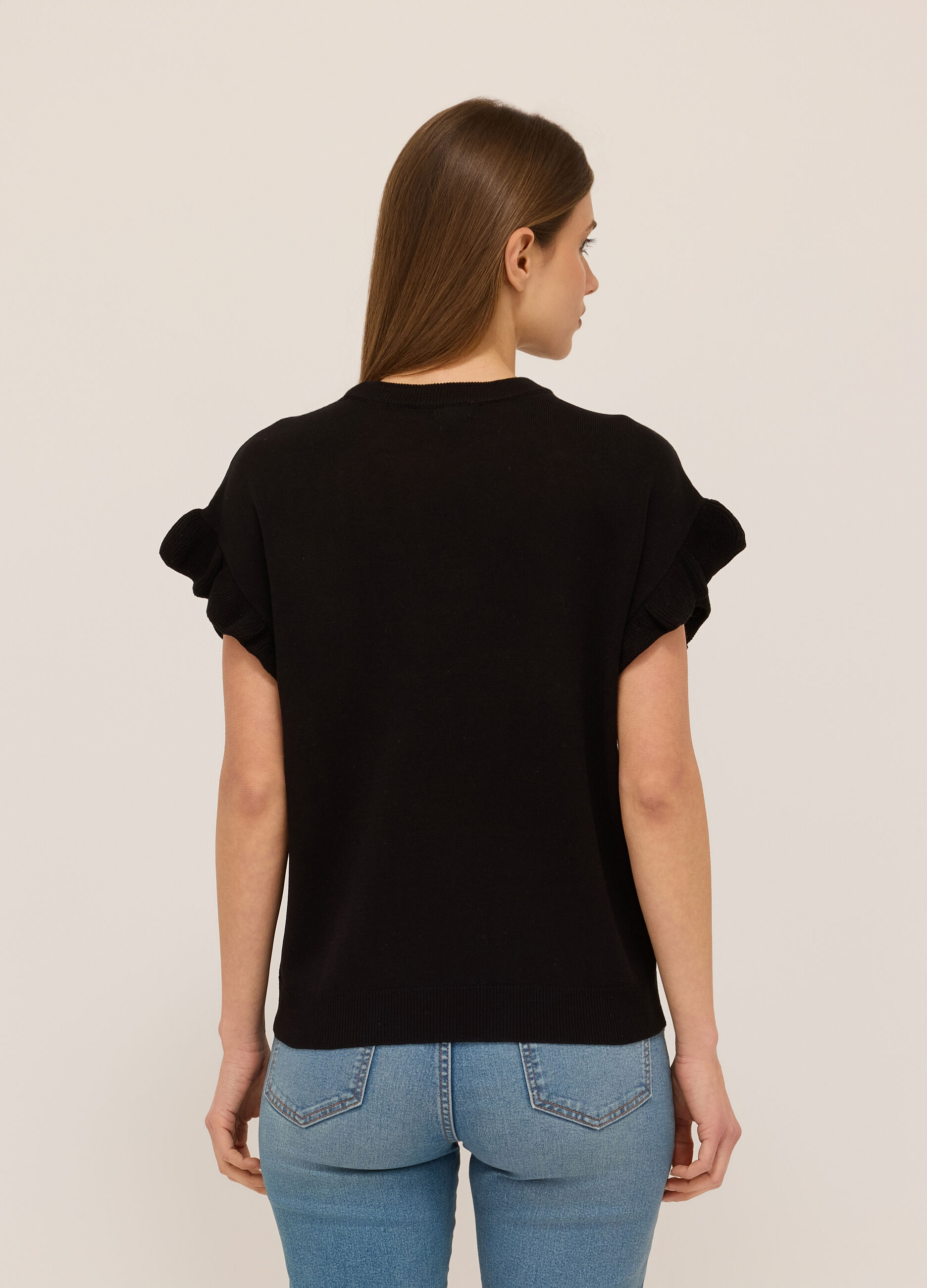 T-shirt tricot con rouches donna_1