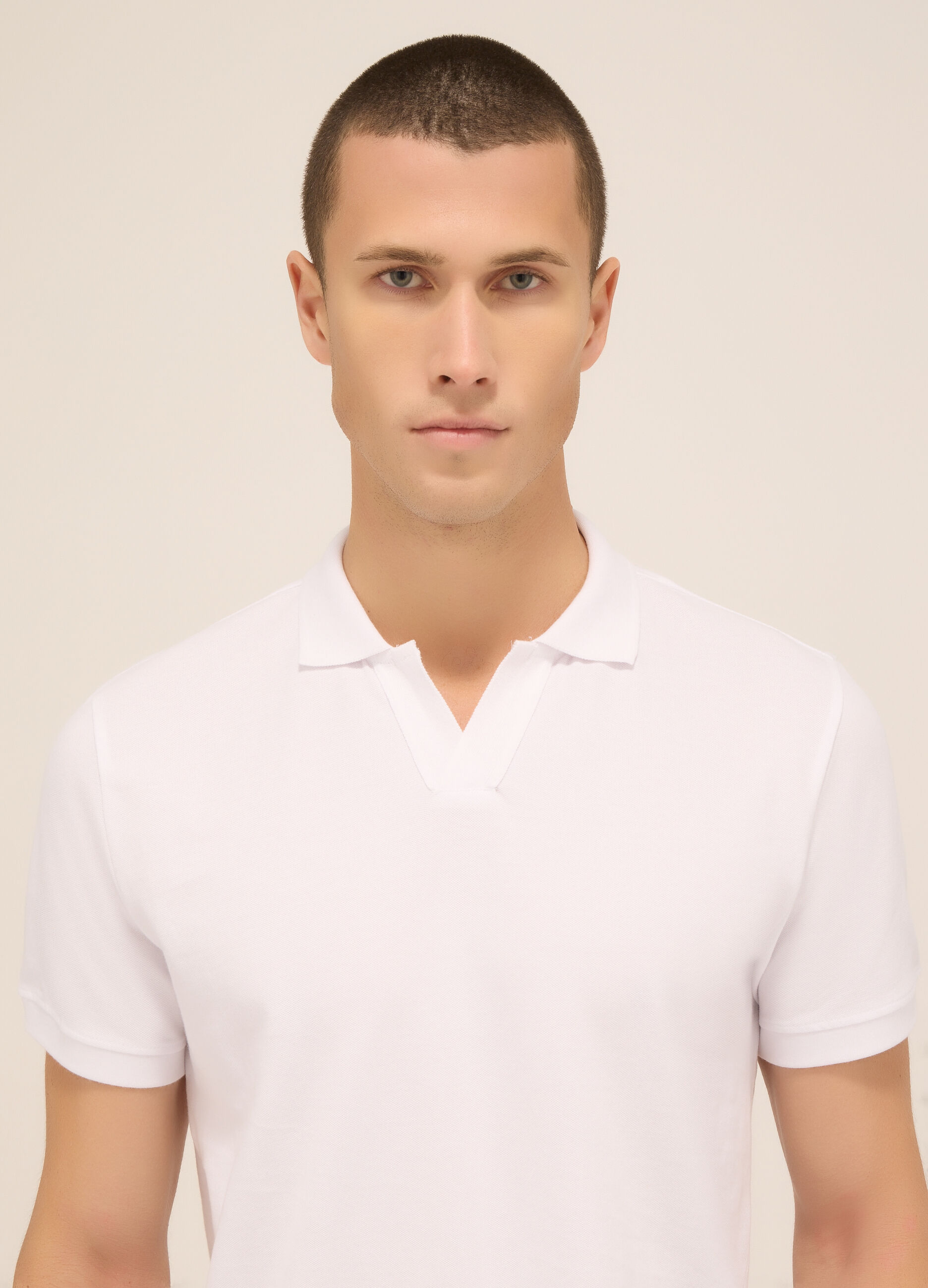 T-shirt girocollo in piquet di cotone uomo_2