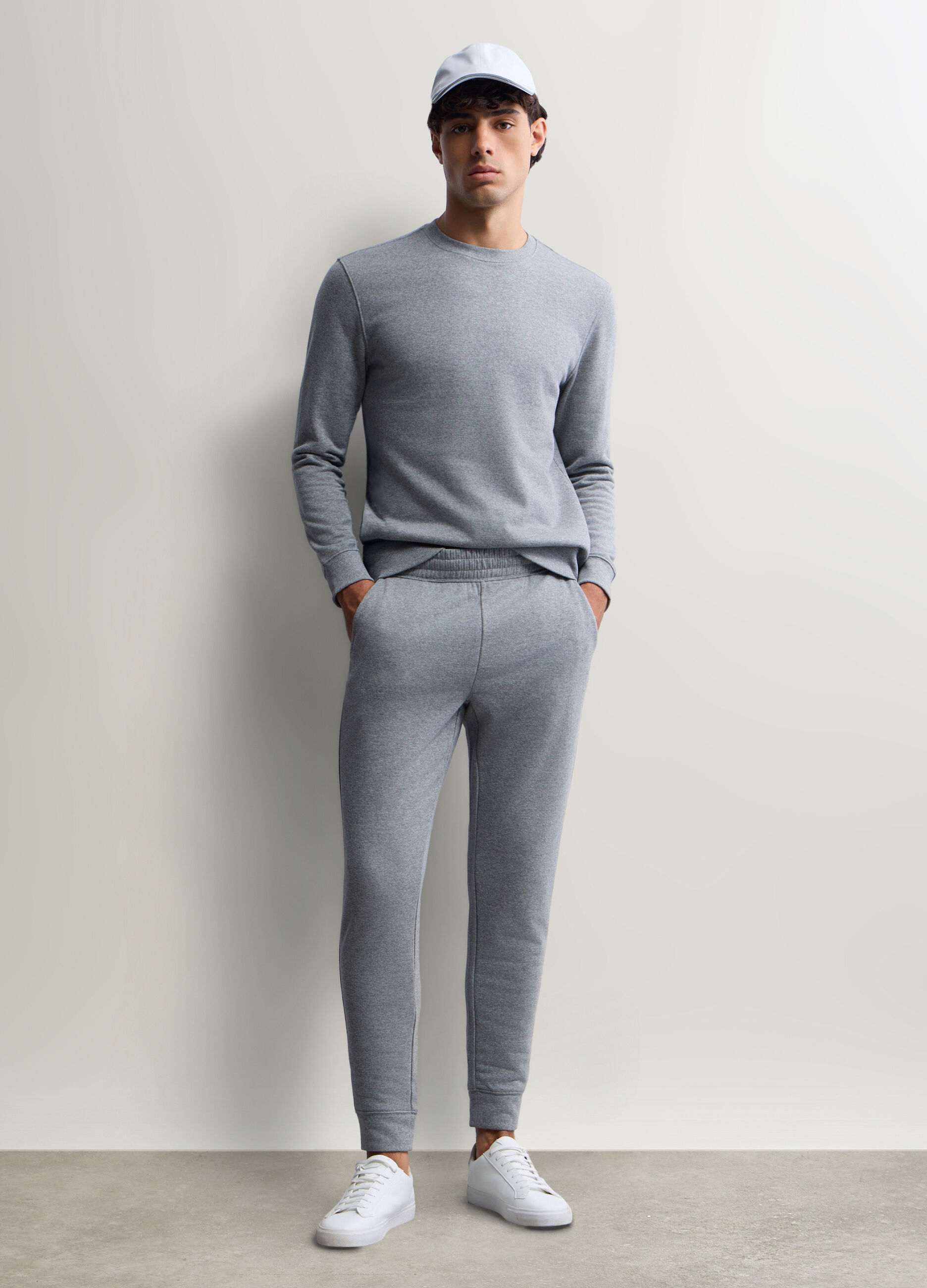 Jogger slim fit in felpa di cotone uomo_0