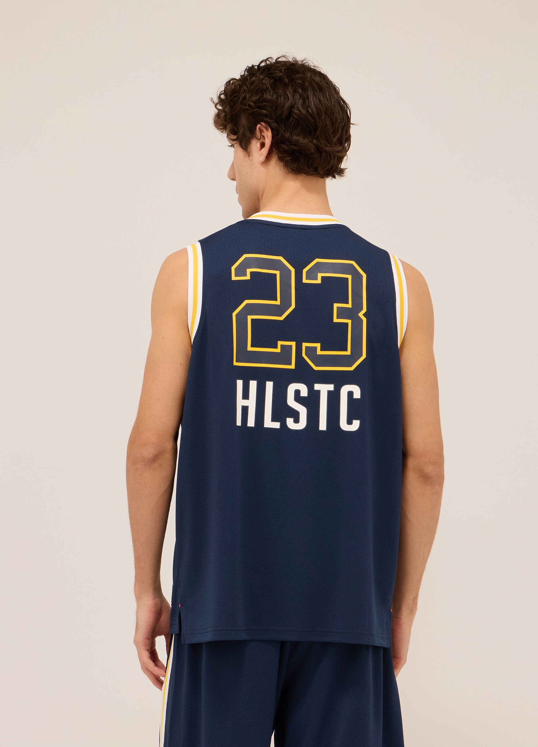 Canottiera sportiva con stampa stile basket uomo