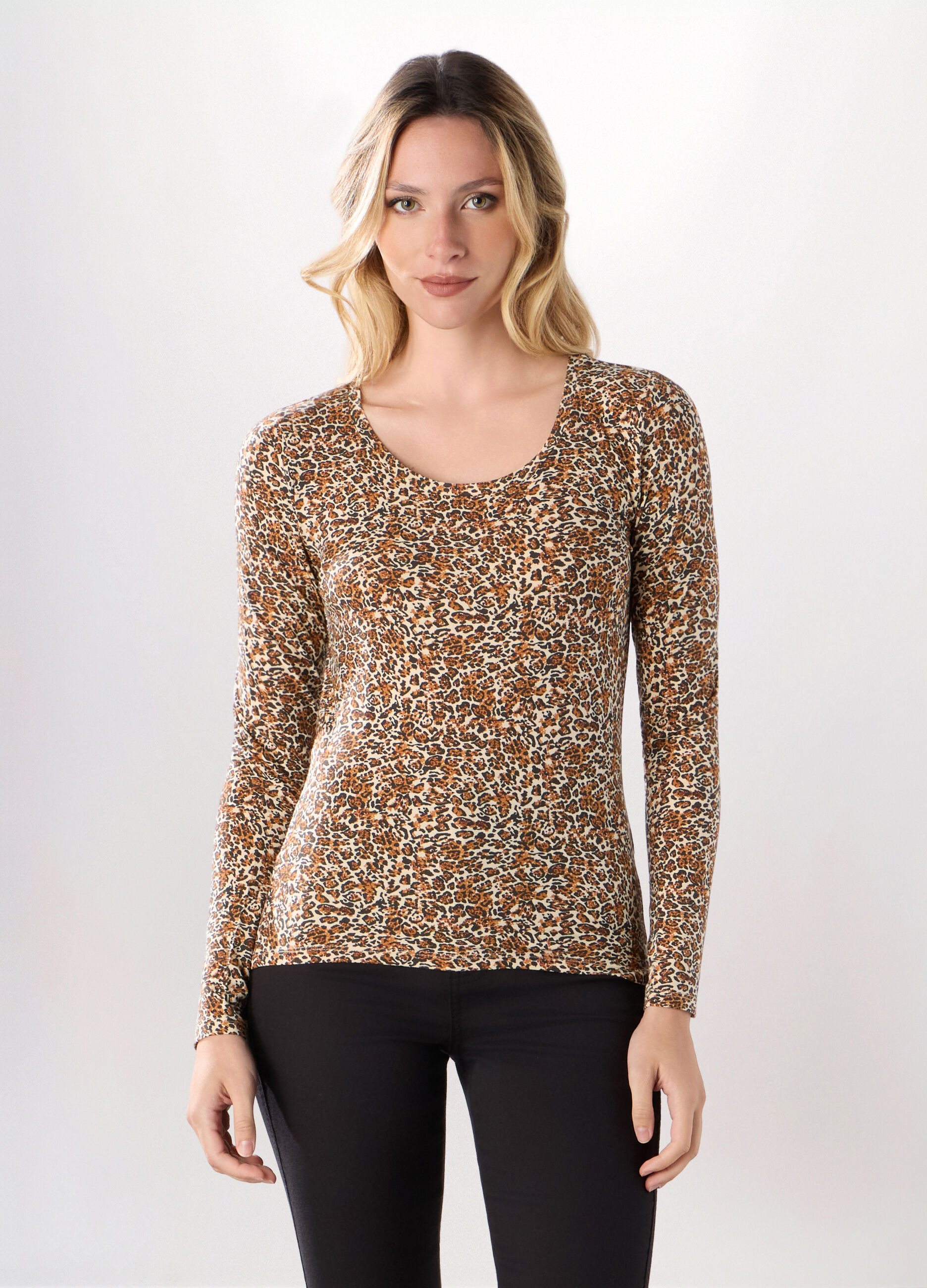 T-shirt in jersey di cotone stretch donna_0