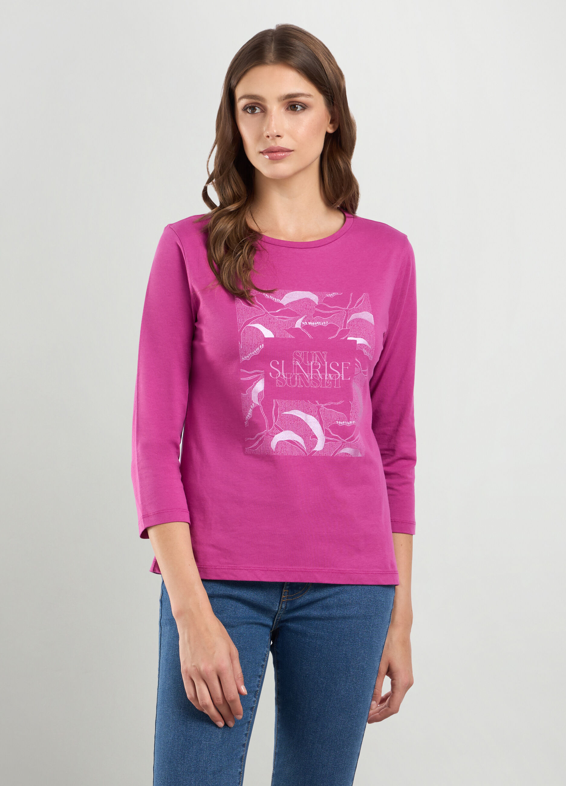 T-shirt in jersey di puro cotone donna_0