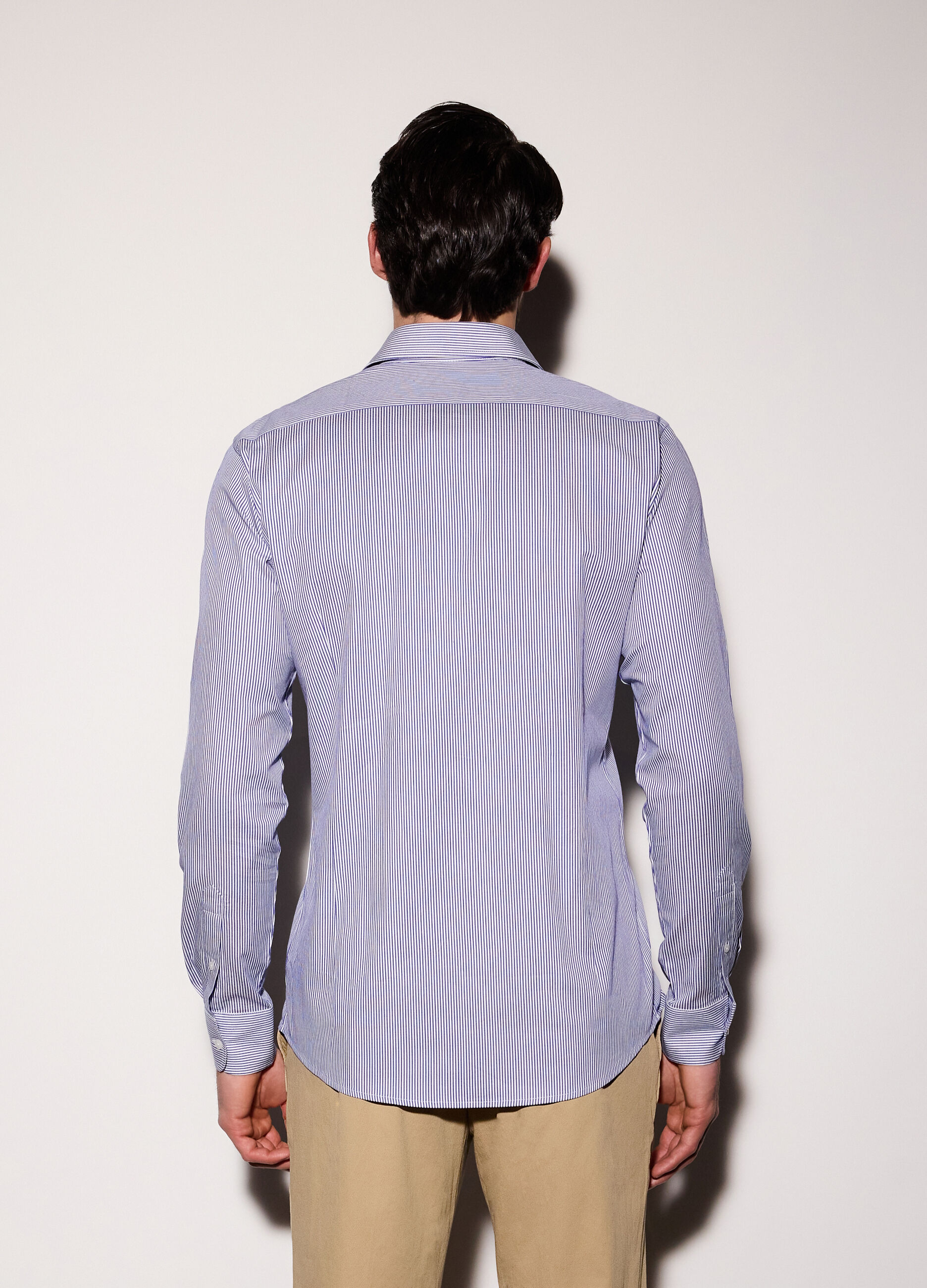 Camicia slim fit in cotone stretch a righe uomo_1
