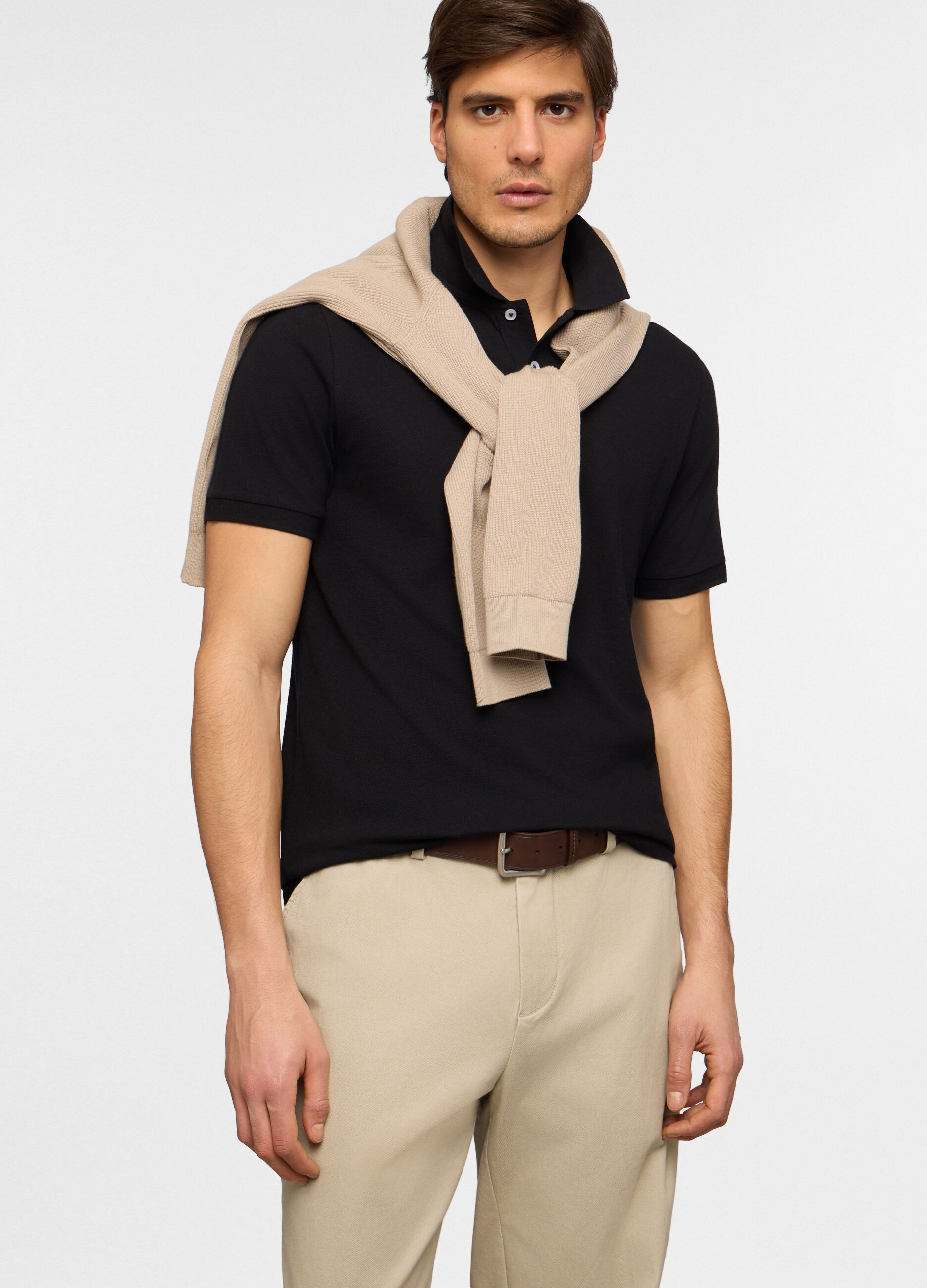 Polo a maniche corte in piquet di cotone uomo_0
