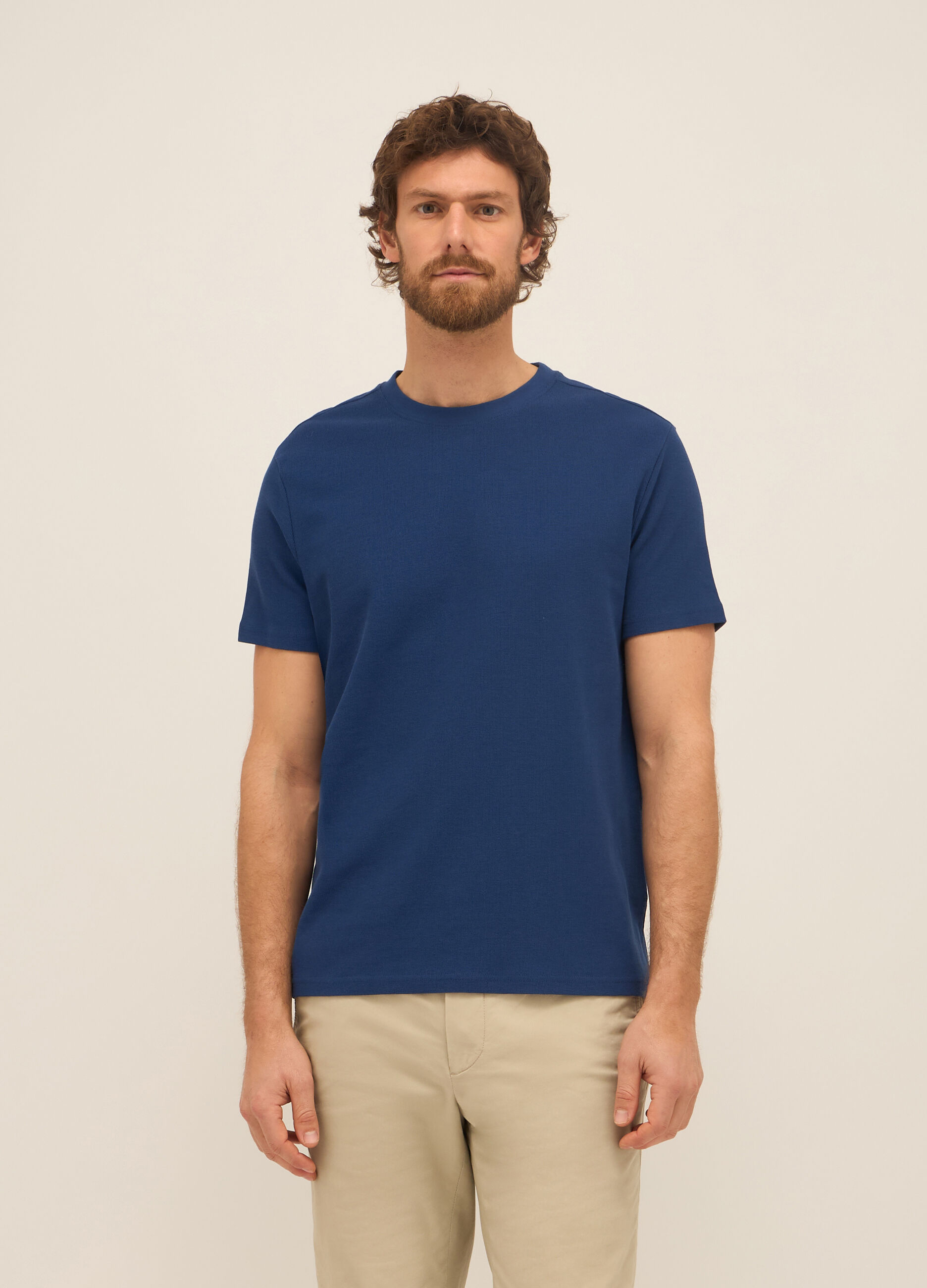 T-shirt girocollo in piquet di cotone uomo_0