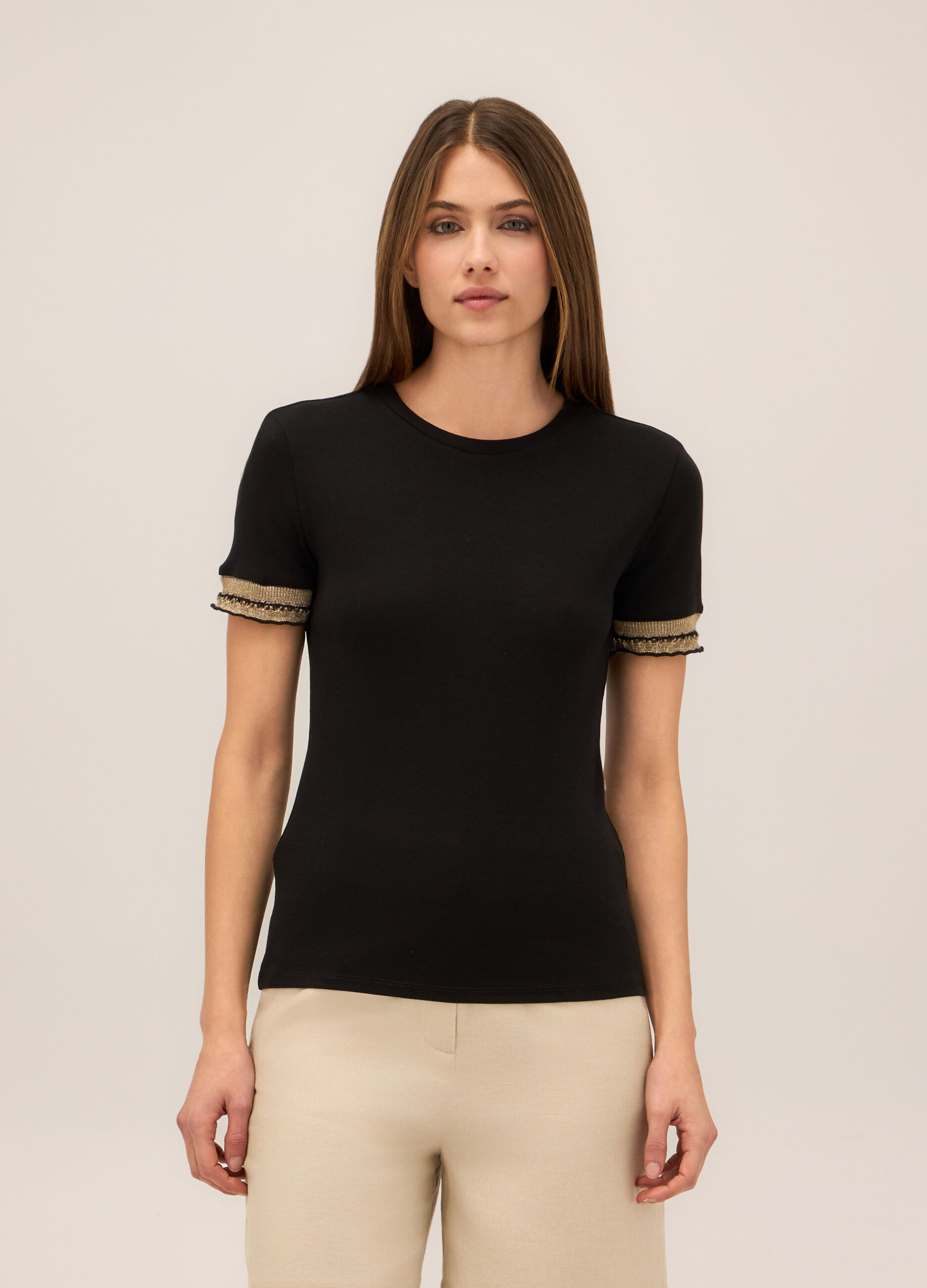 T-shirt in jersey di cotone stretch donna_0