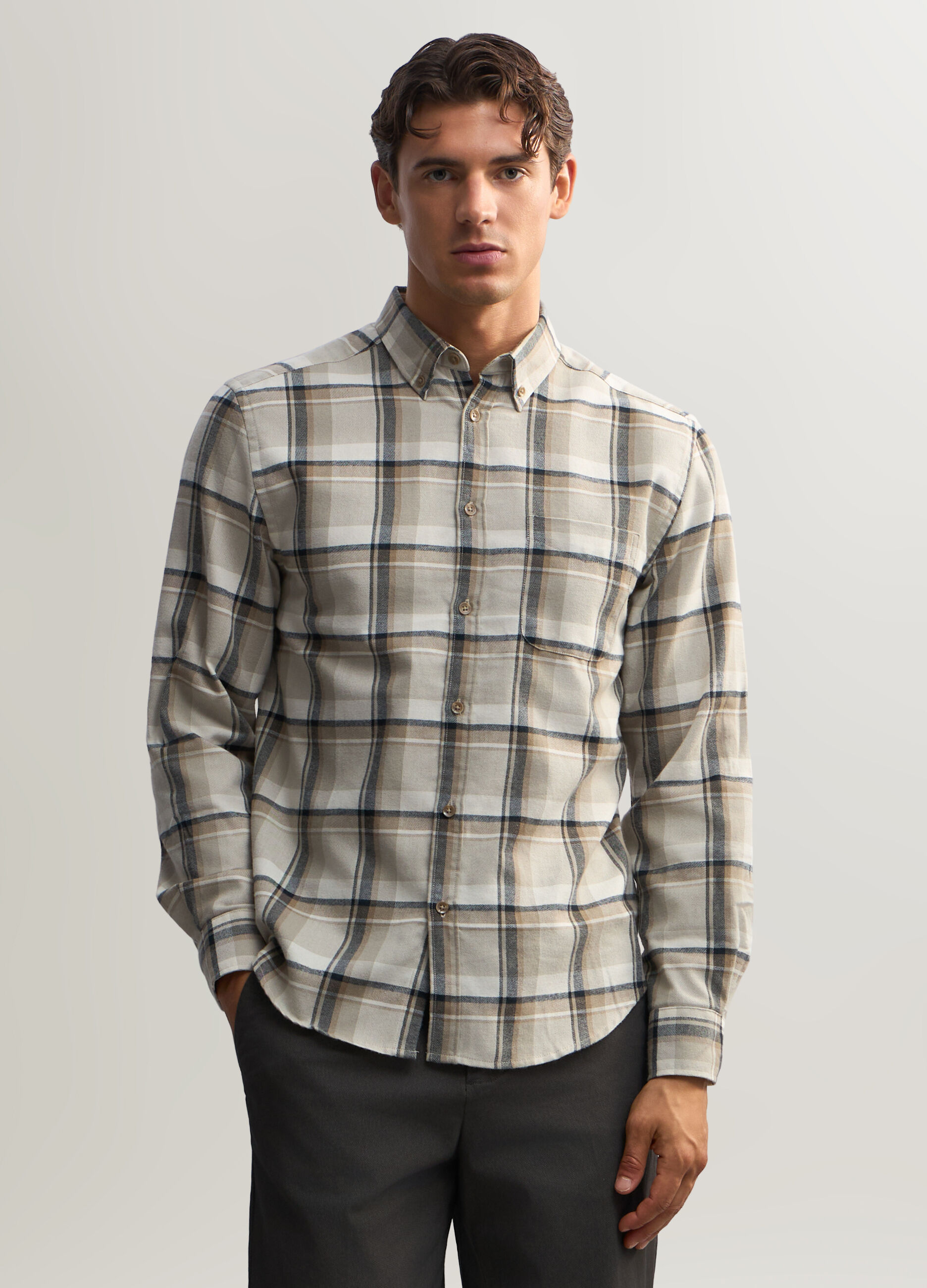 Camicia a quadri in flanella uomo_0