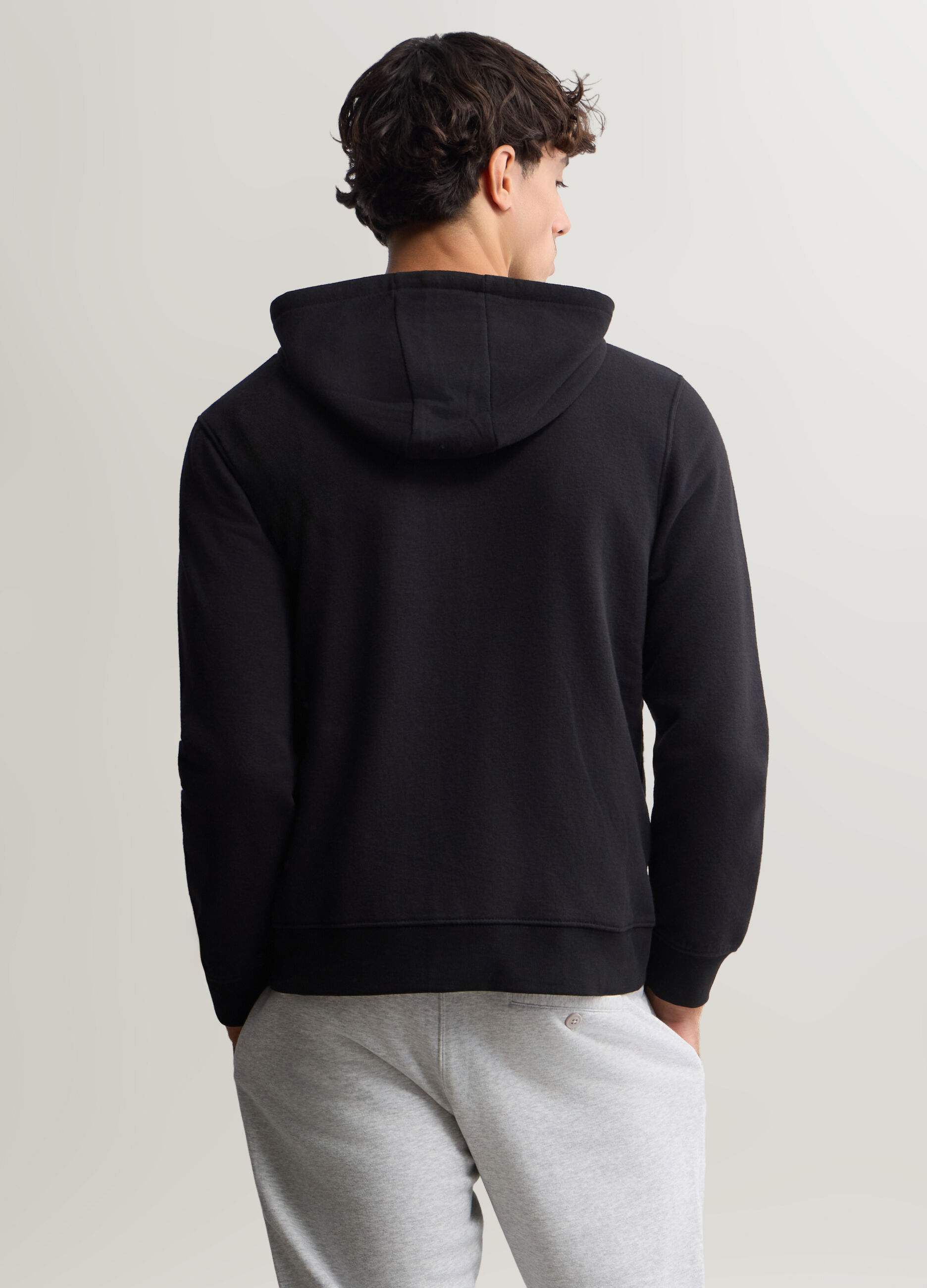 Felpa con zip e cappuccio in misto cotone uomo_1