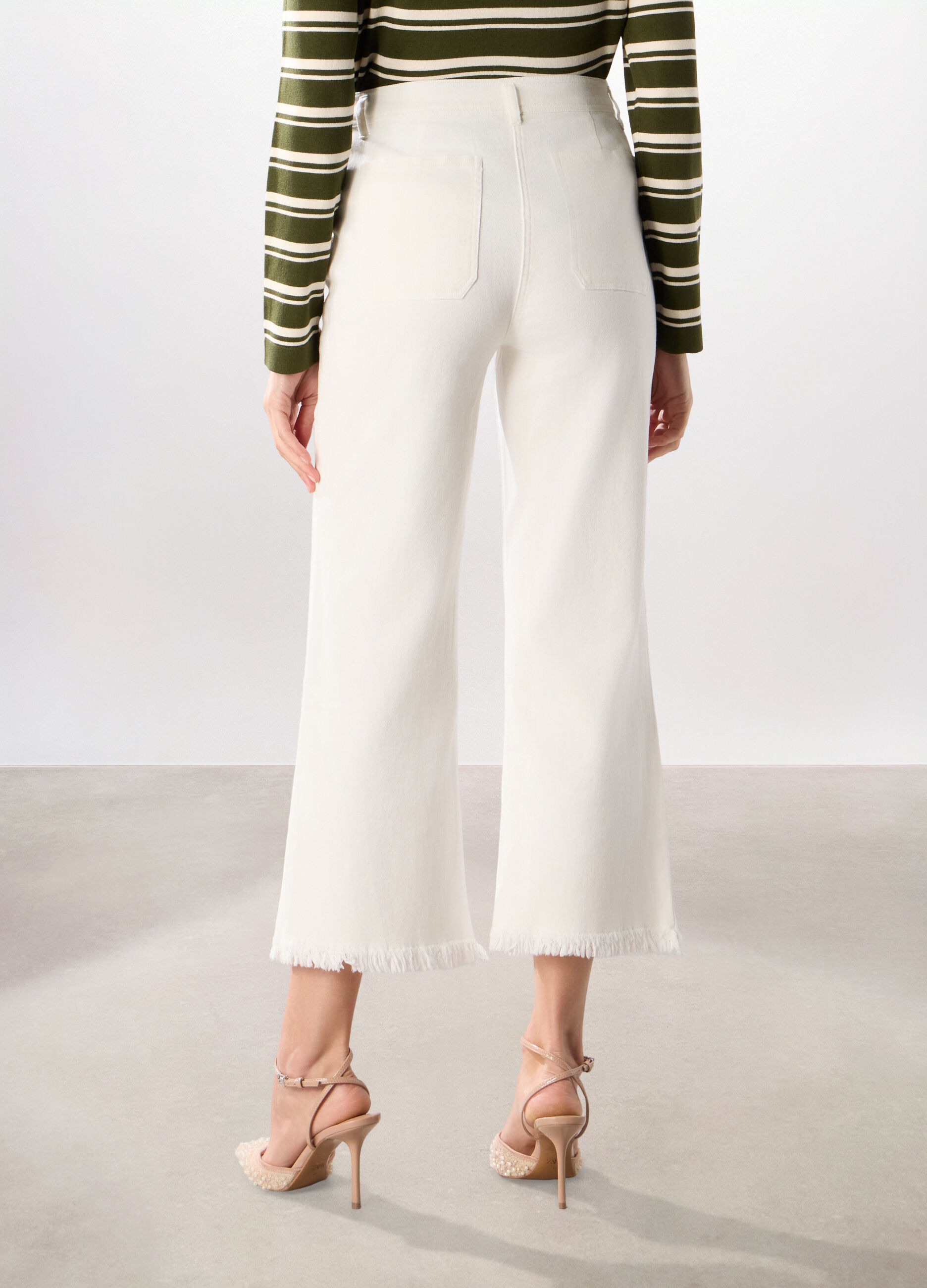 Pantaloni in denim di cotone stretch donna_1