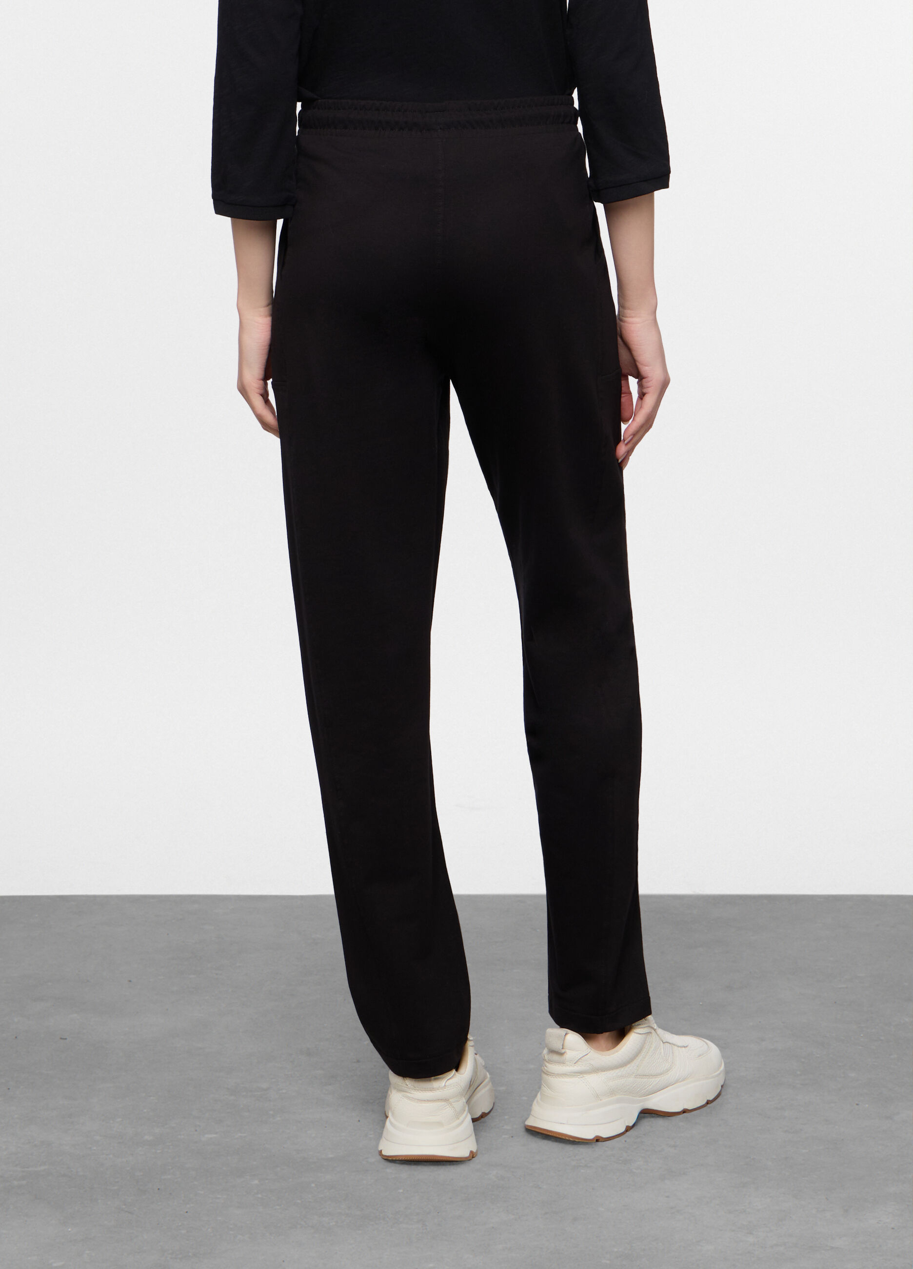 Jogger straight fit in french terry stretch donna_1