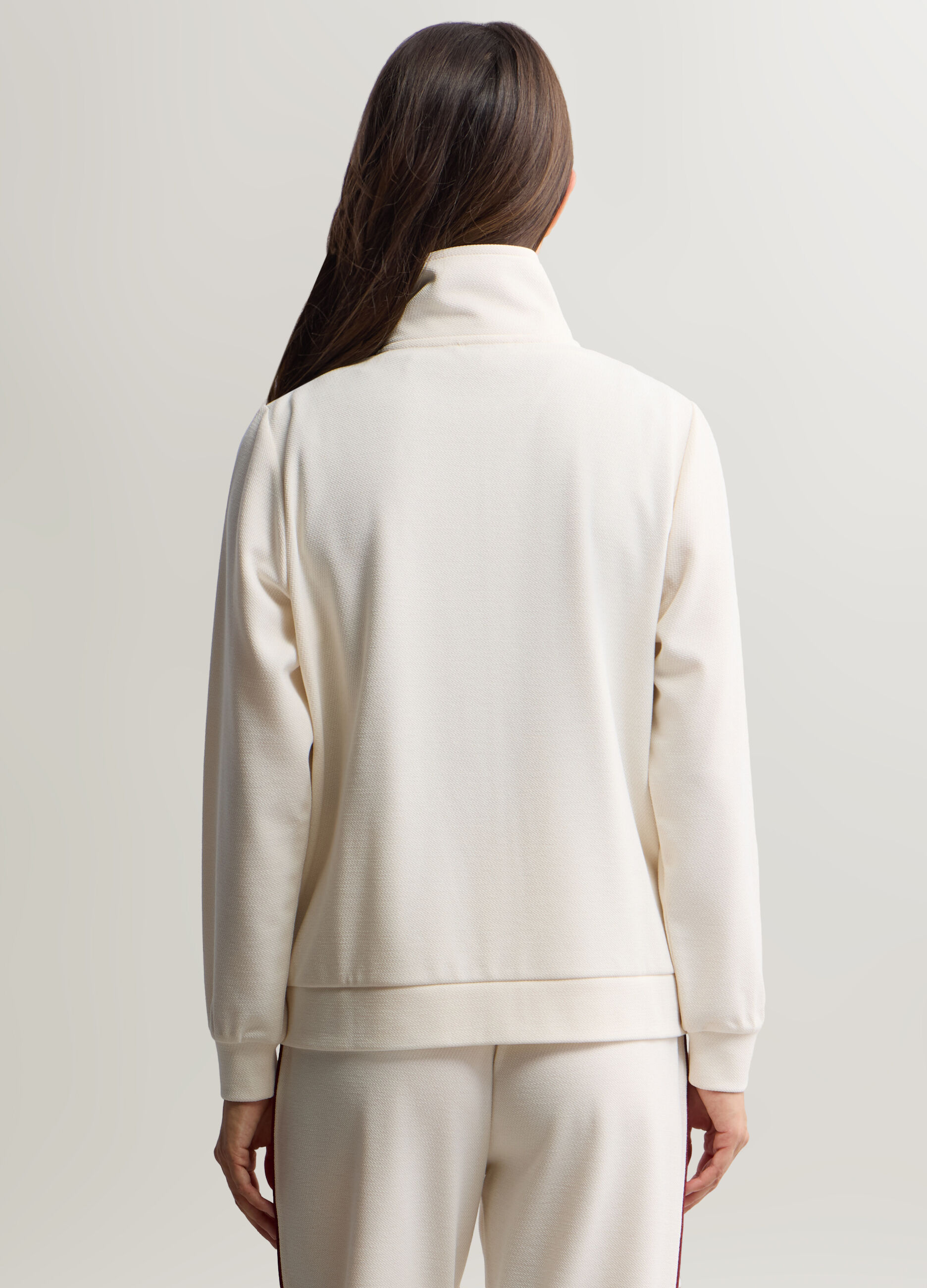 Felpa Full zip misto viscosa stretch Piquet donna_1