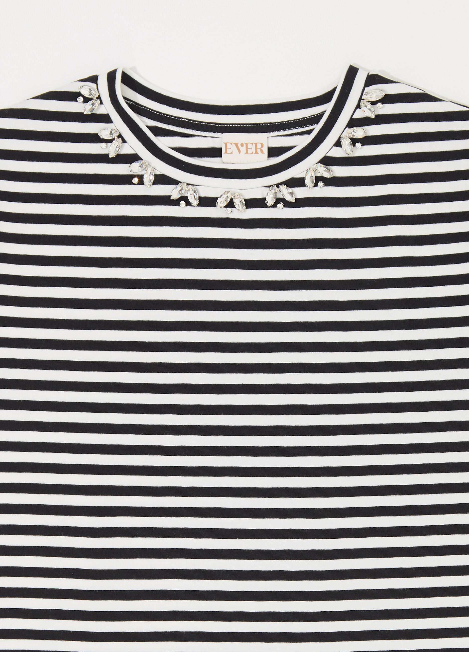 T-shirt in cotone stretch a righe donna_6