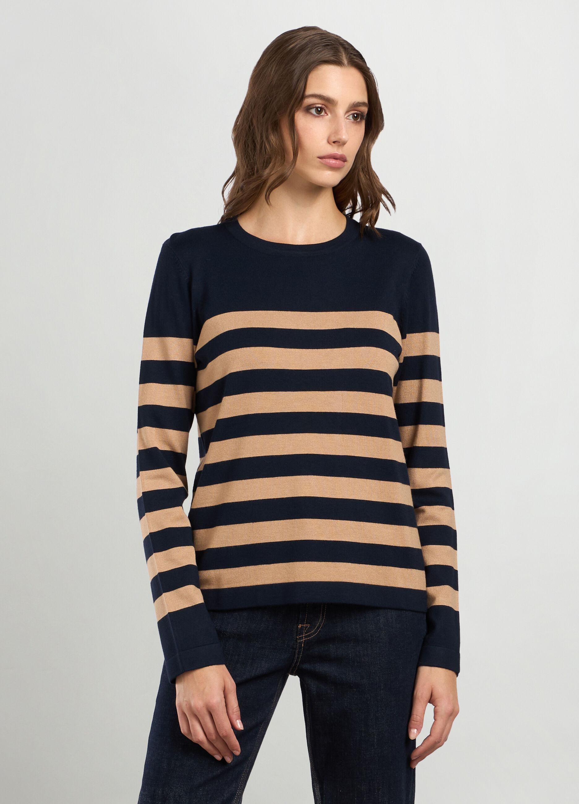 Tricot misto viscosa a righe donna_0