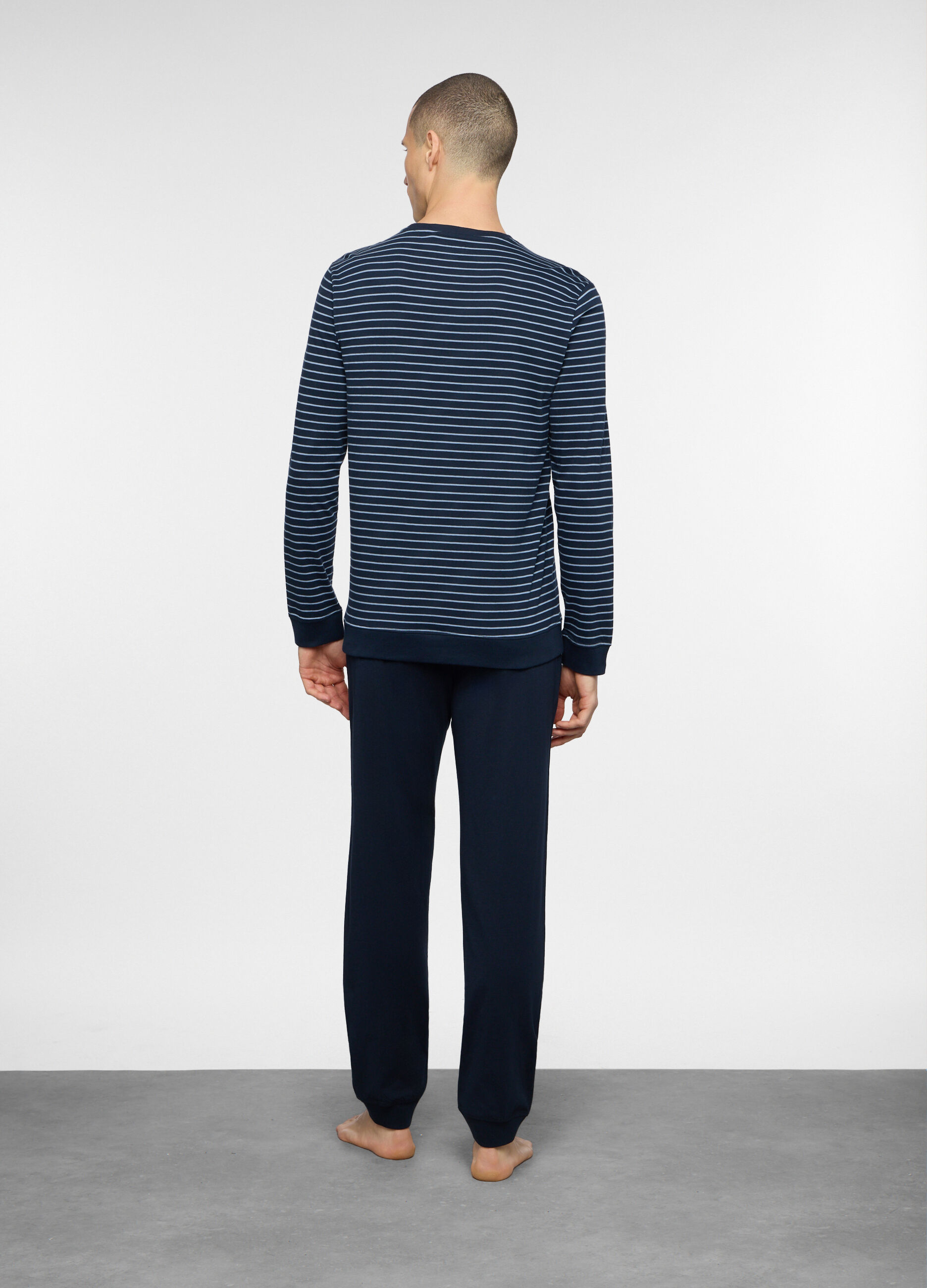 Pigiama lungo in cotone a righe uomo_1