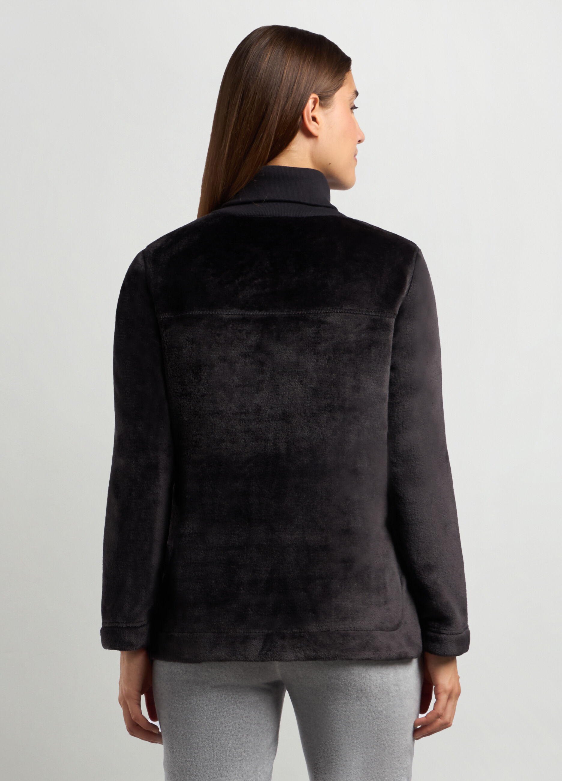 Felpa in sherpa con apertura full zip donna_1