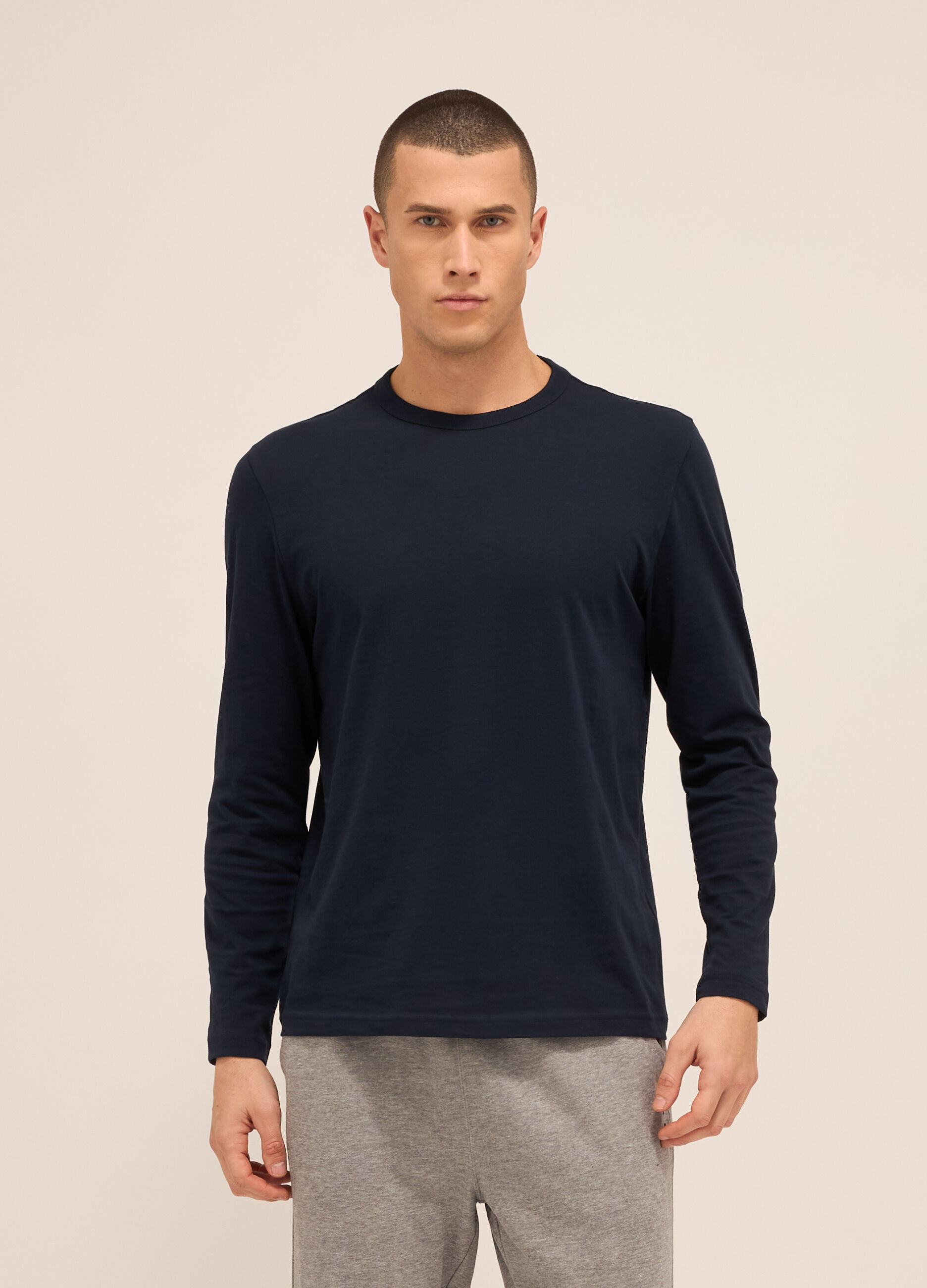 Maglia a maniche lunghe in puro cotone uomo_0