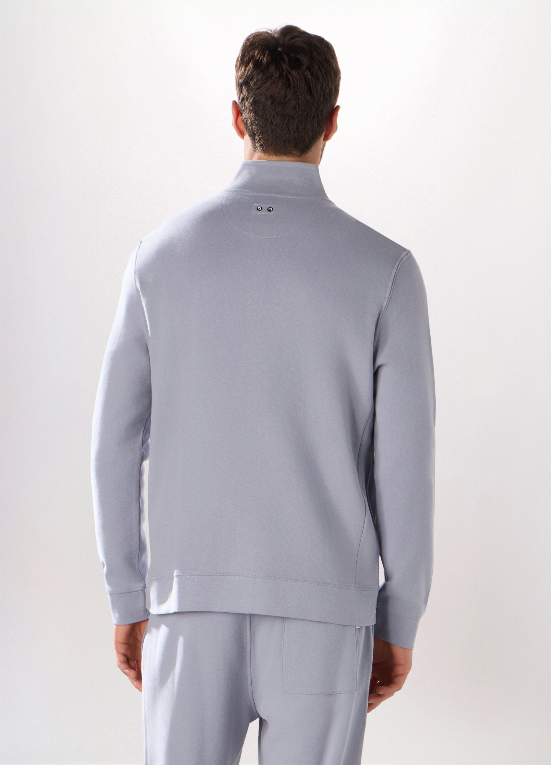 Felpa slim con zip in puro cotone uomo_1