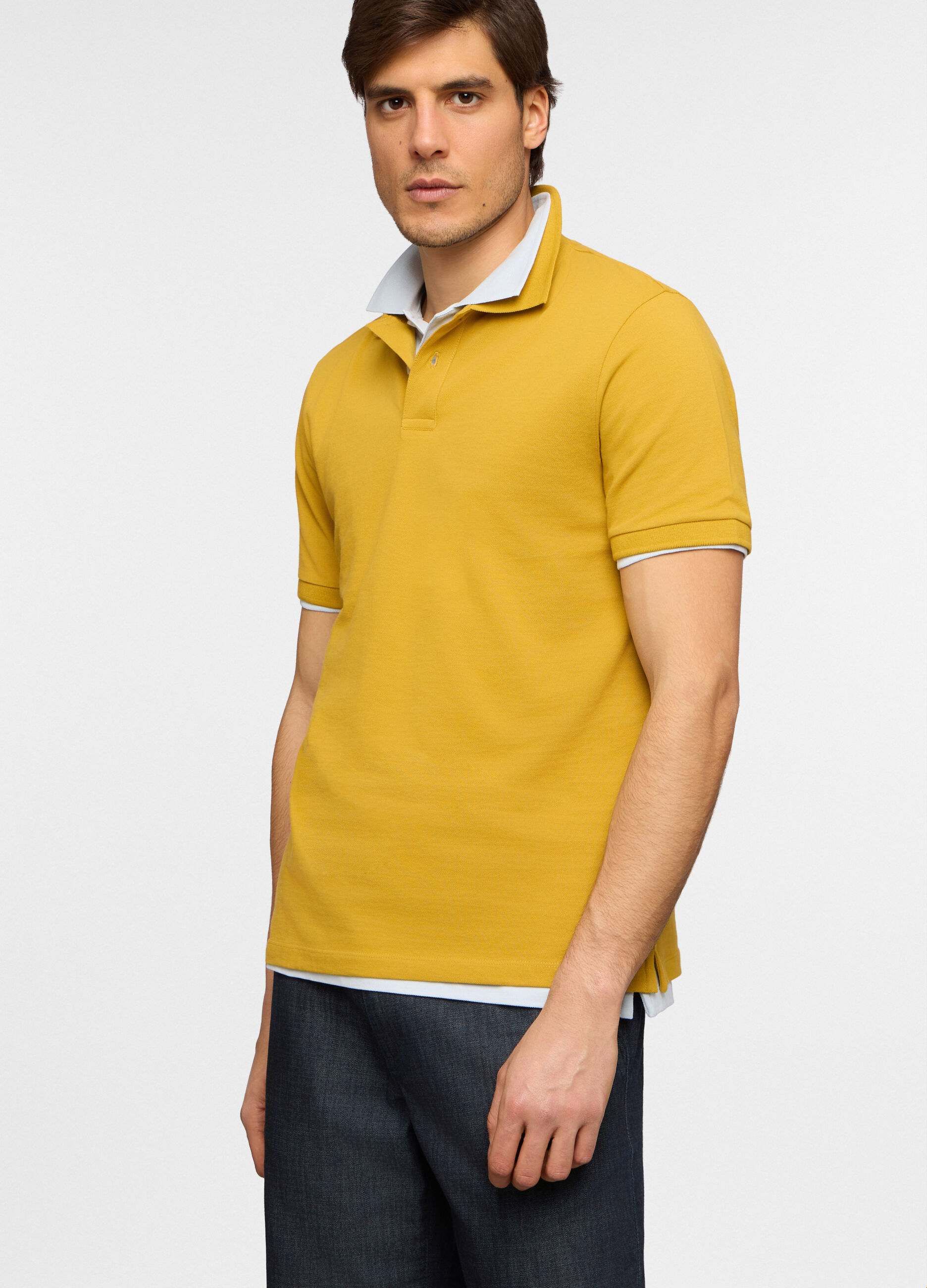 Polo a maniche corte in piquet di cotone uomo_0