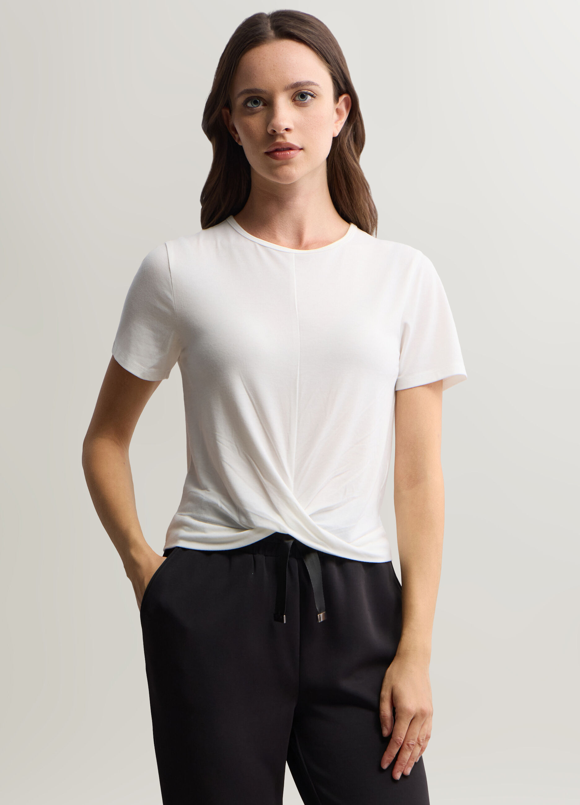 T-shirt girocollo stretch donna_0