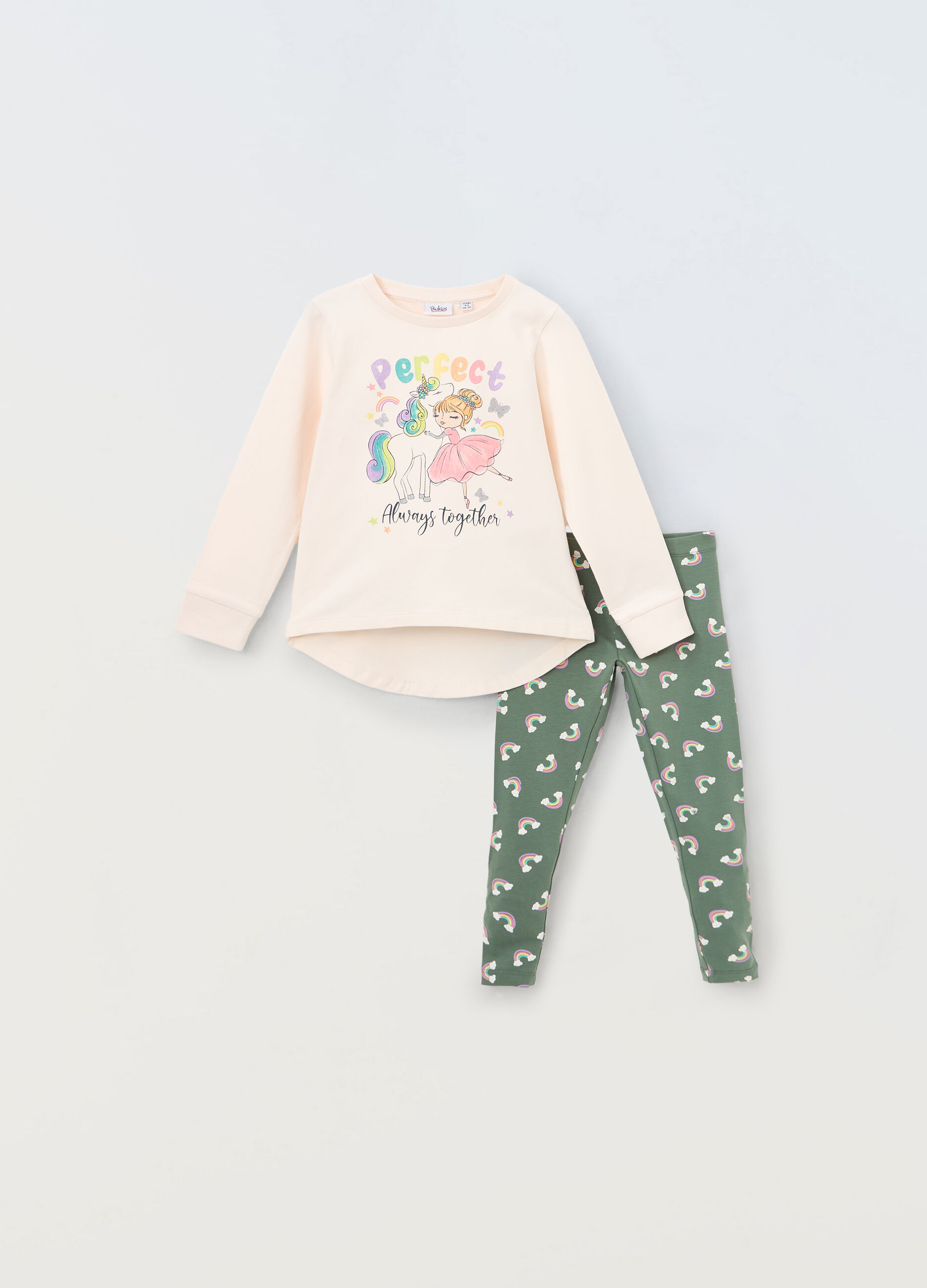 Jogging set in french terry stretch bambina_0