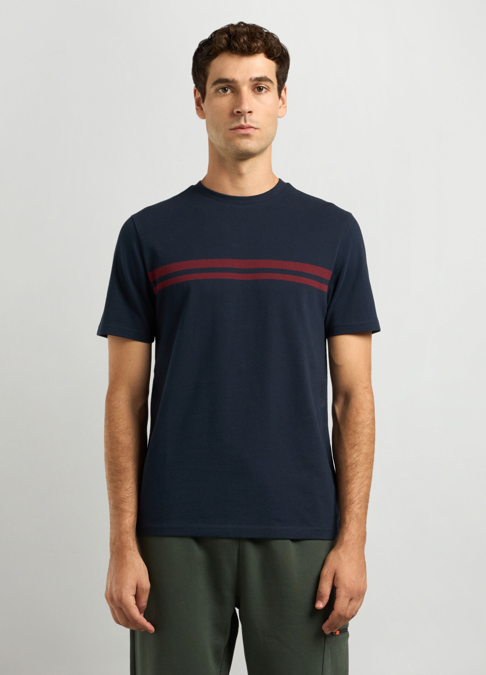 T-shirt girocollo in piquet di cotone uomo_0
