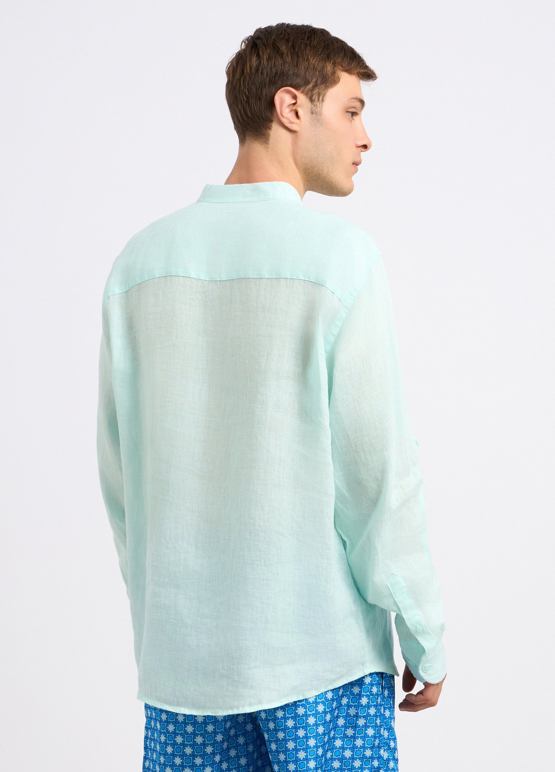 Camicia coreana in puro lino uomo_1