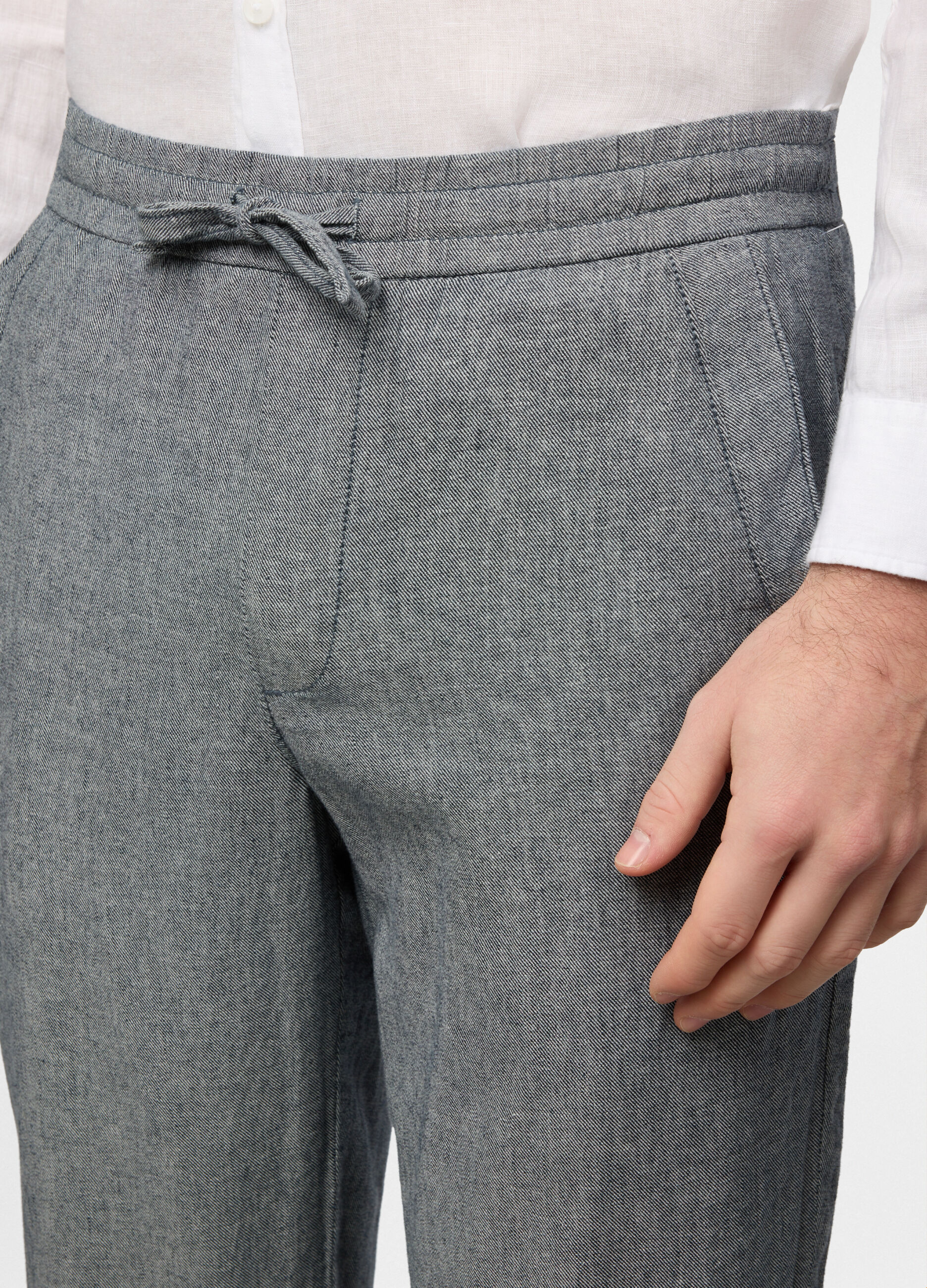 Pantalone chino relaxed fit in cotone e lino uomo_2