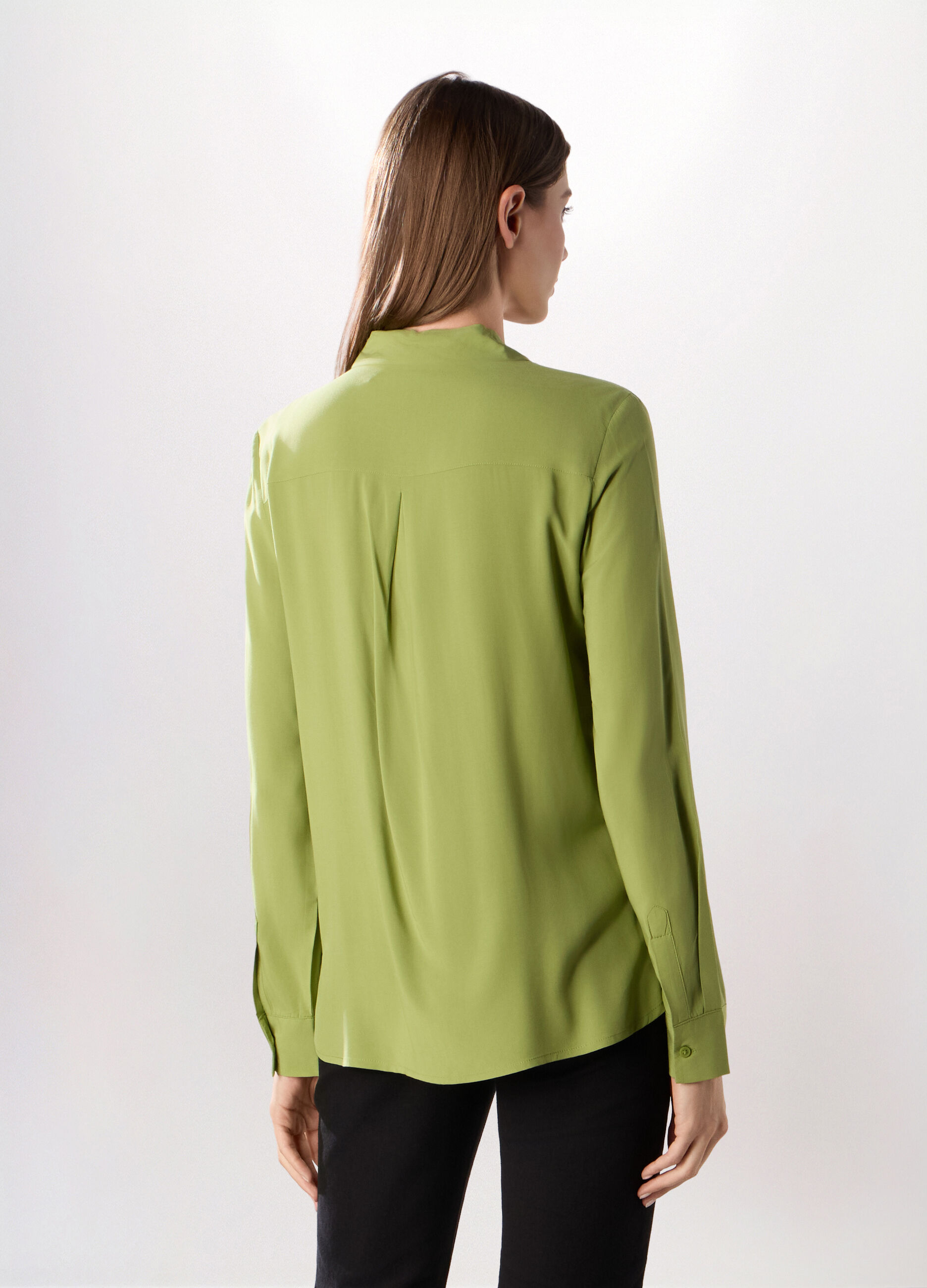 Camicia in pura viscosa tinta unita donna_1