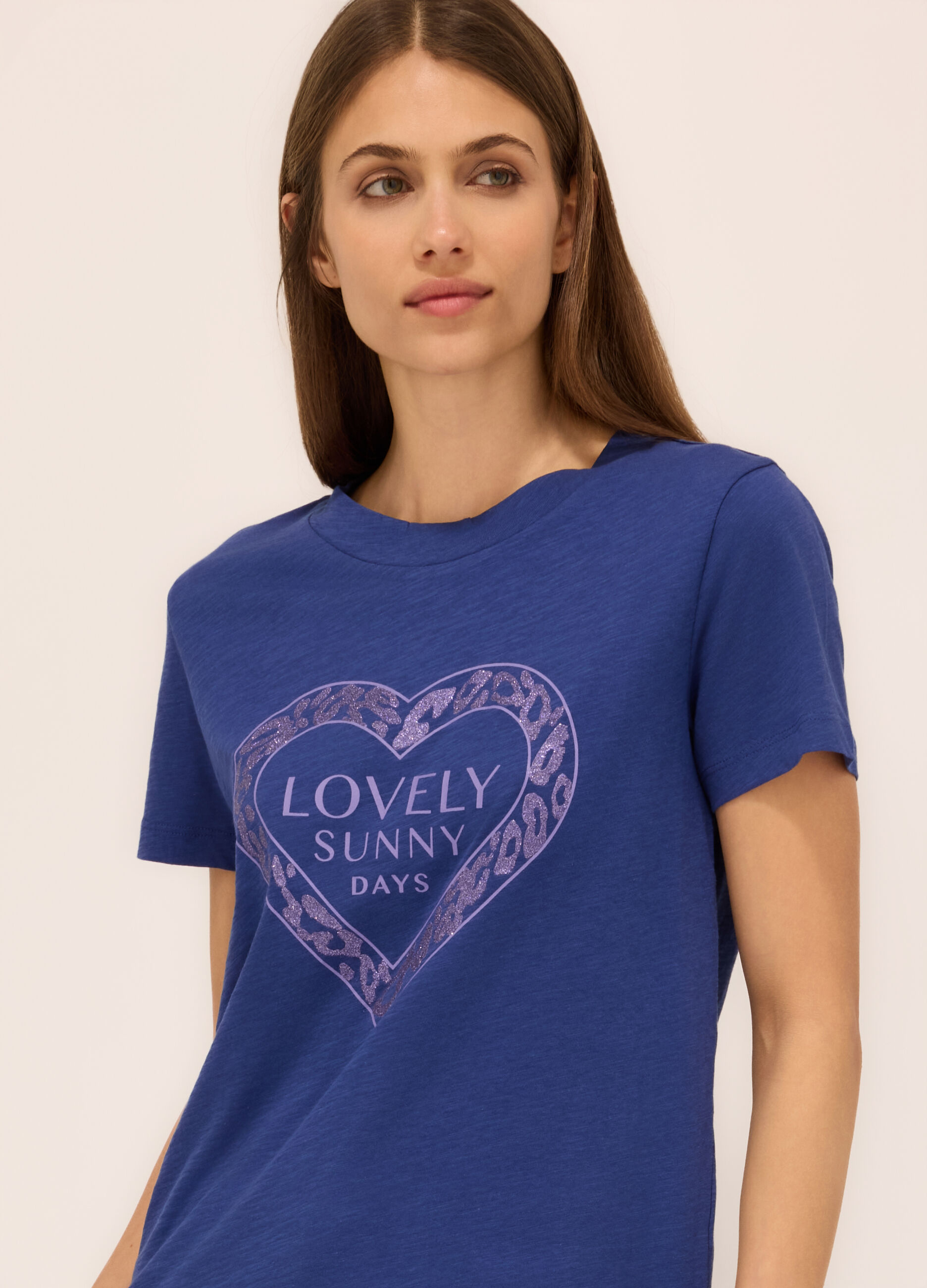 T-shirt in jersey slub di puro cotone donna