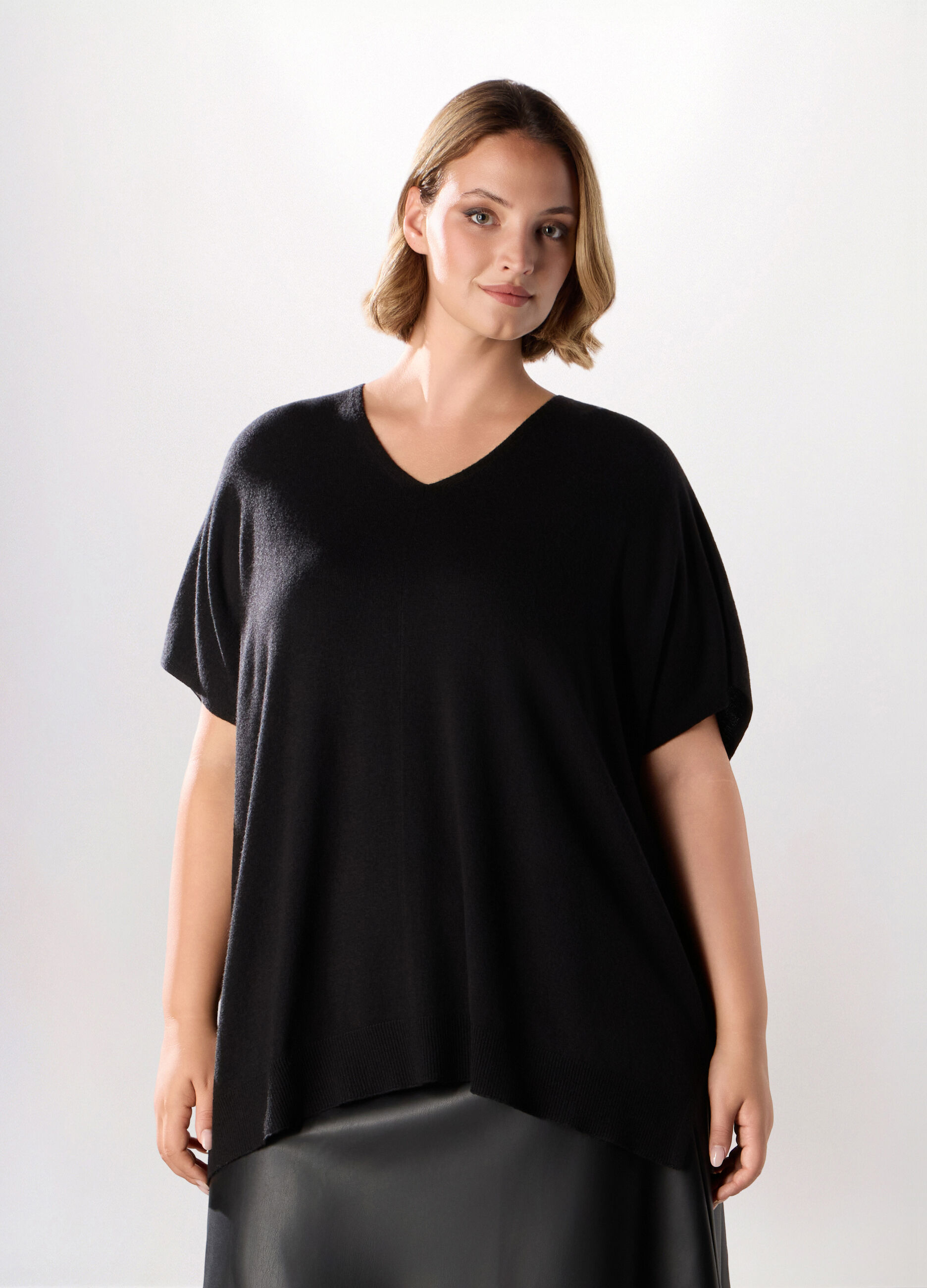 Maglia poncho in misto lana donna curvy_0