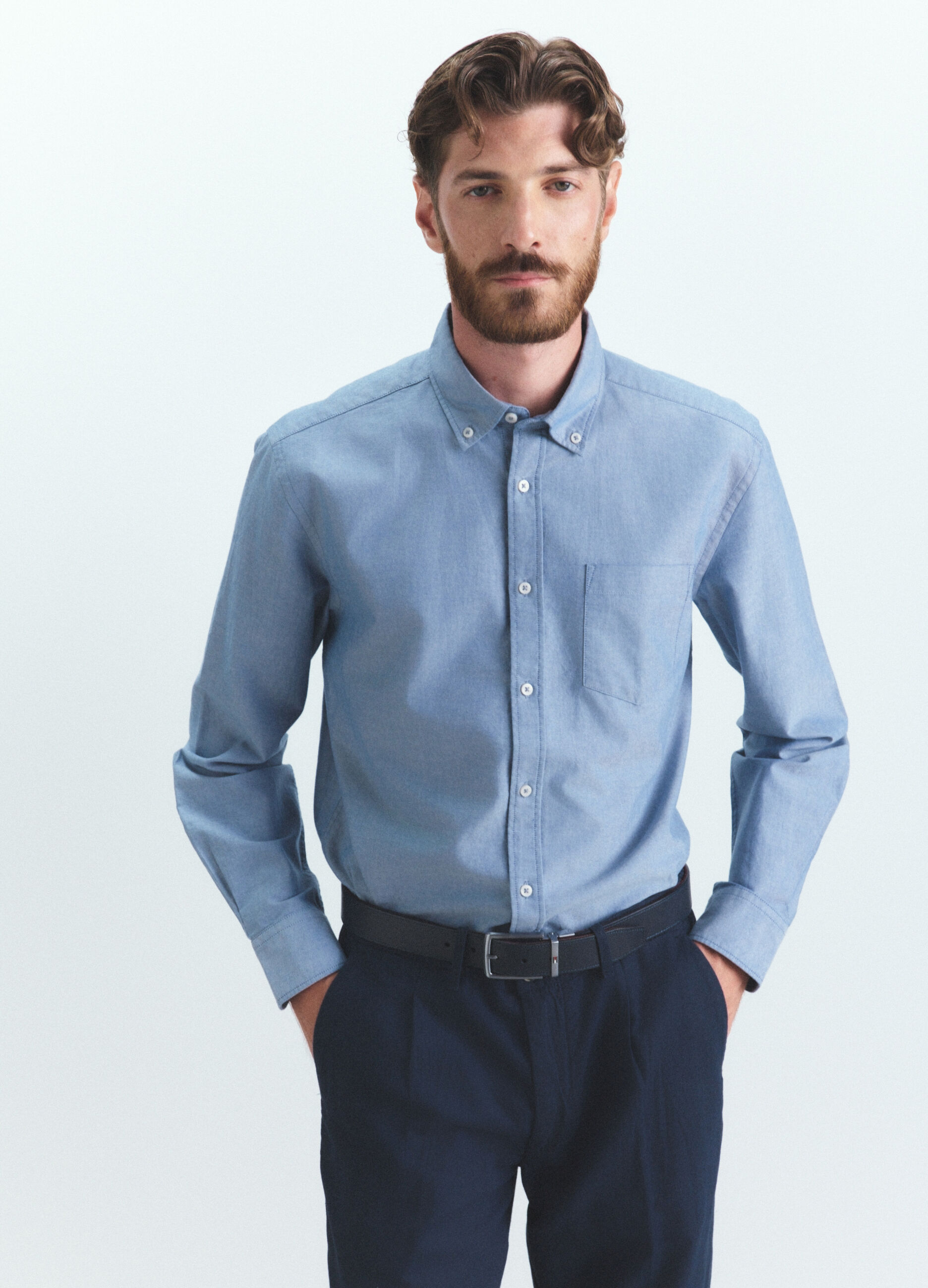 Camicia regular fit in cotone a righe uomo_1