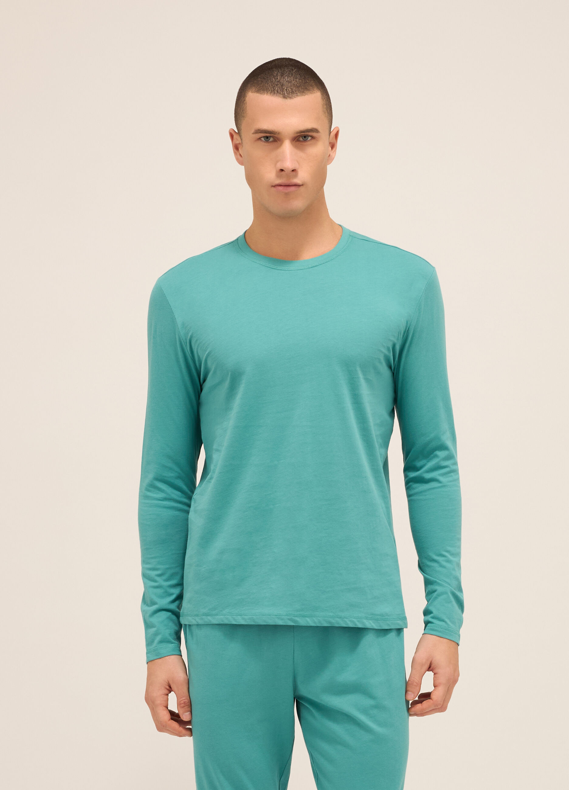 T-shirt pigiama a maniche lunghe in cotone uomo_0
