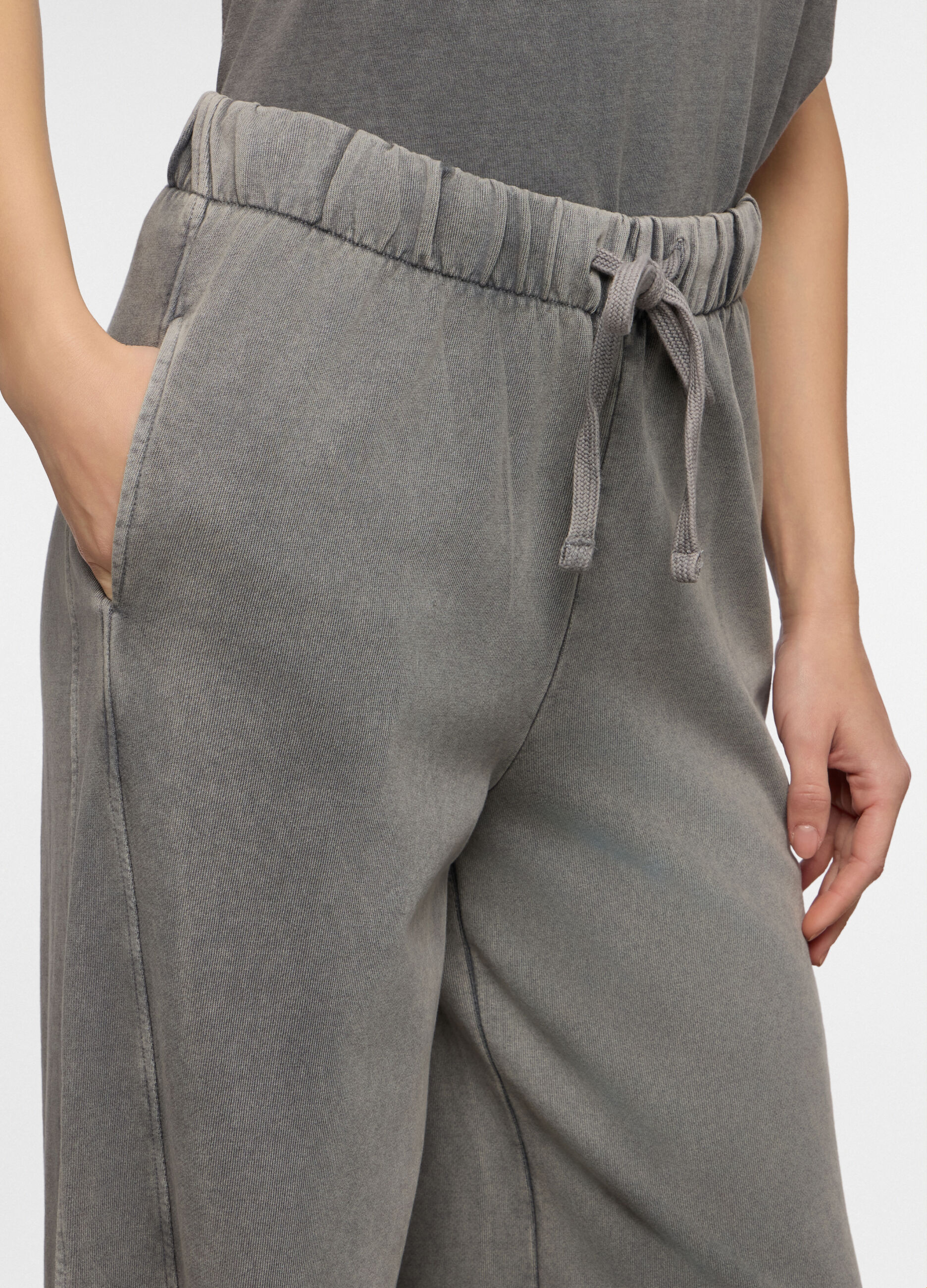 Jogger wide leg in french terry donna_2