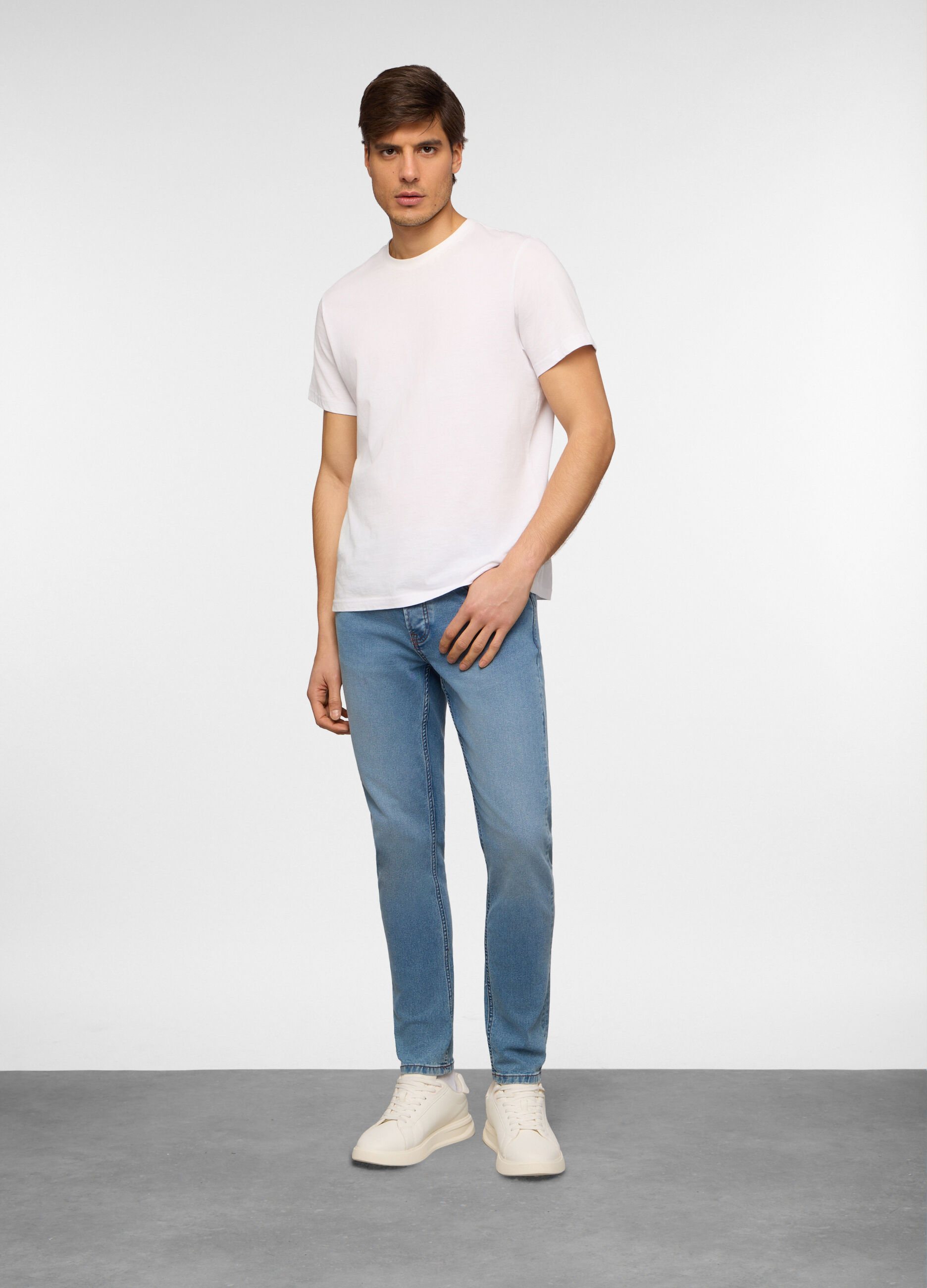 Jeans 5 tasche skinny fit in cotone stretch uomo_0