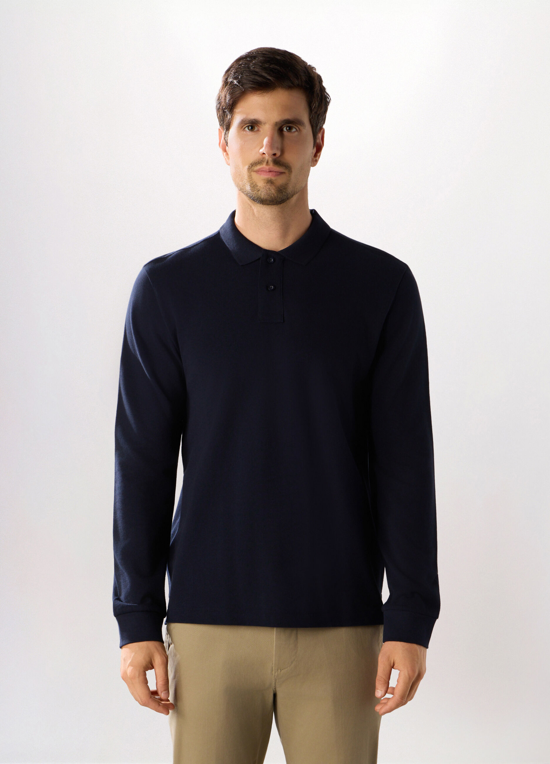Polo a maniche lunghe in cotone piquet uomo_0