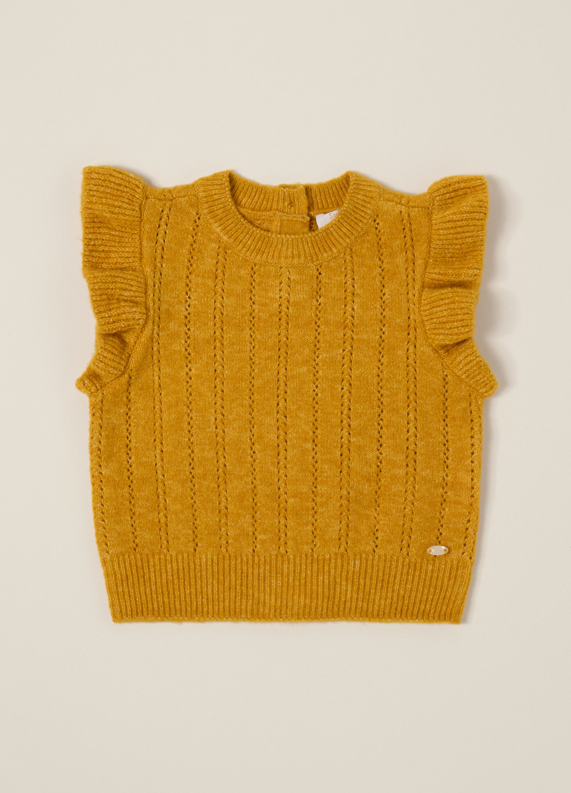 Maglia gialla per bambina in tessuto elasticizzato
